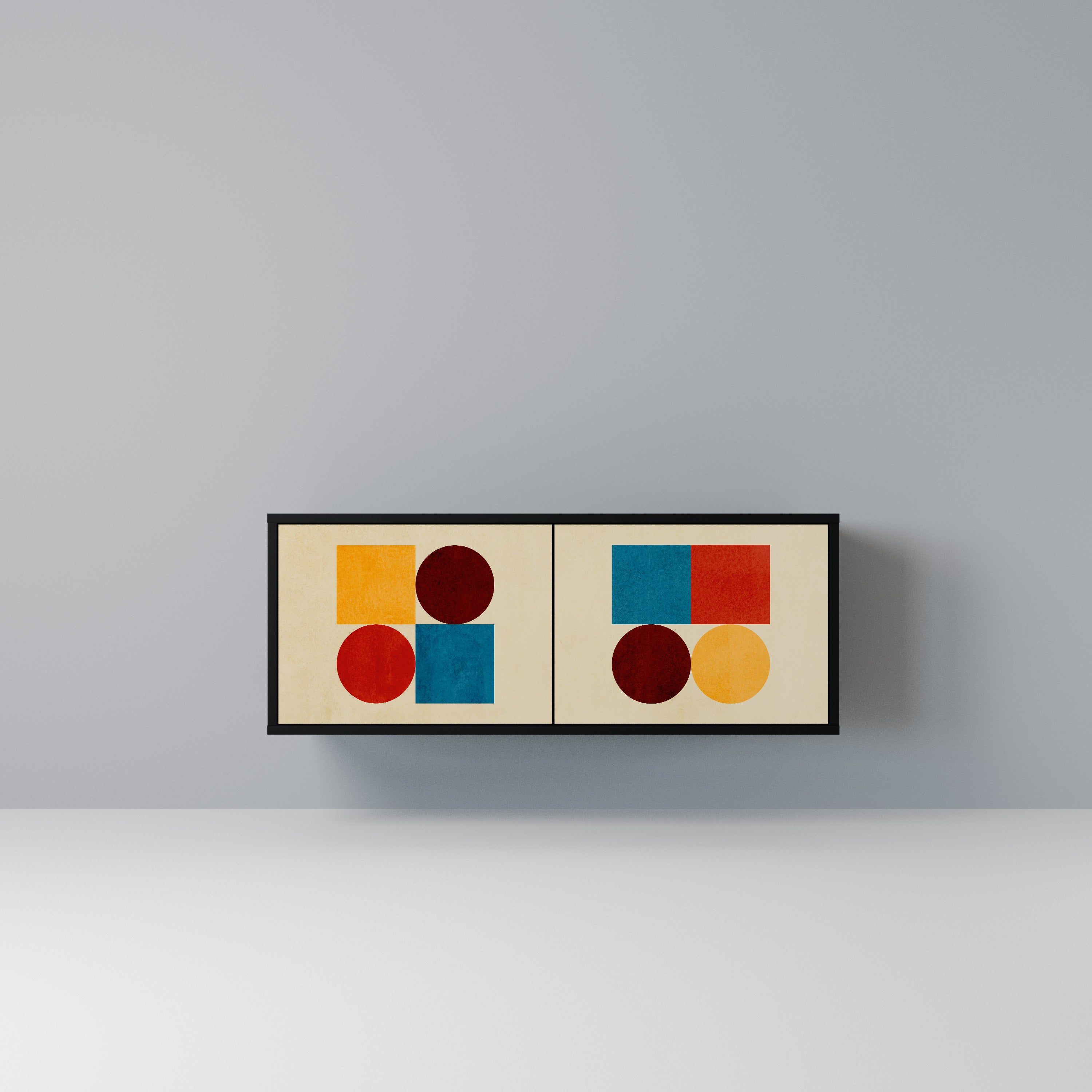 GEOMETRIC PUZZLE Kompaktowa szafka RTV 2-drzwiowa