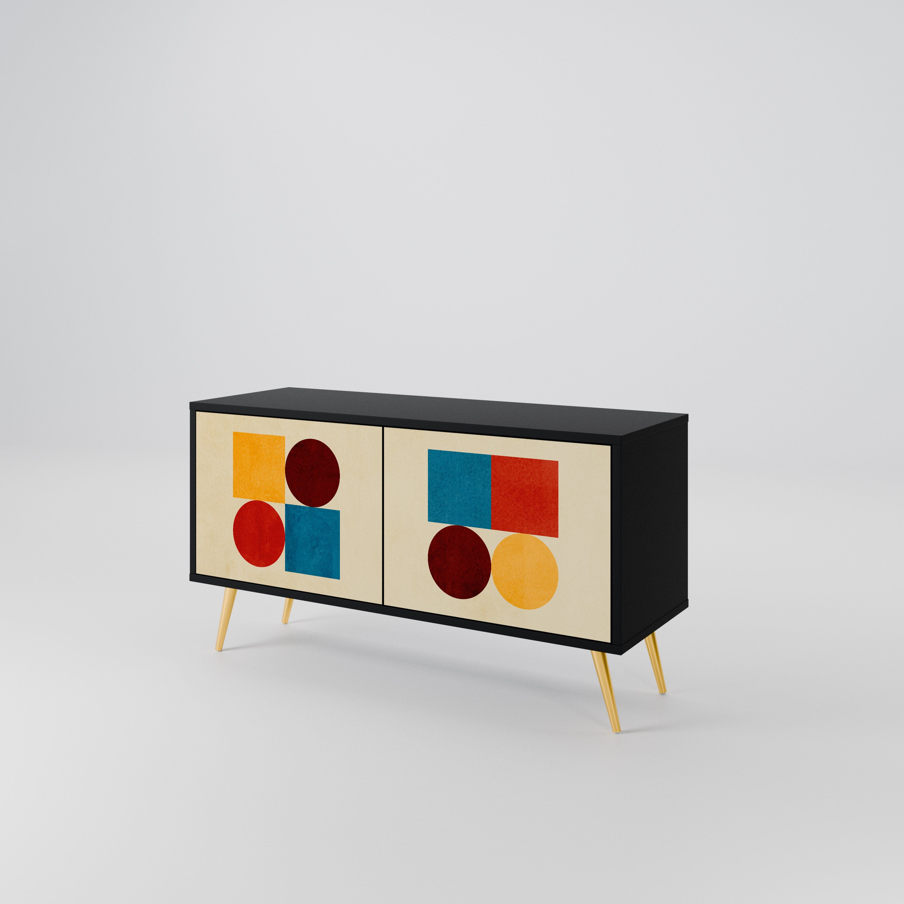 GEOMETRIC PUZZLE Kompaktowa szafka RTV 2-drzwiowa