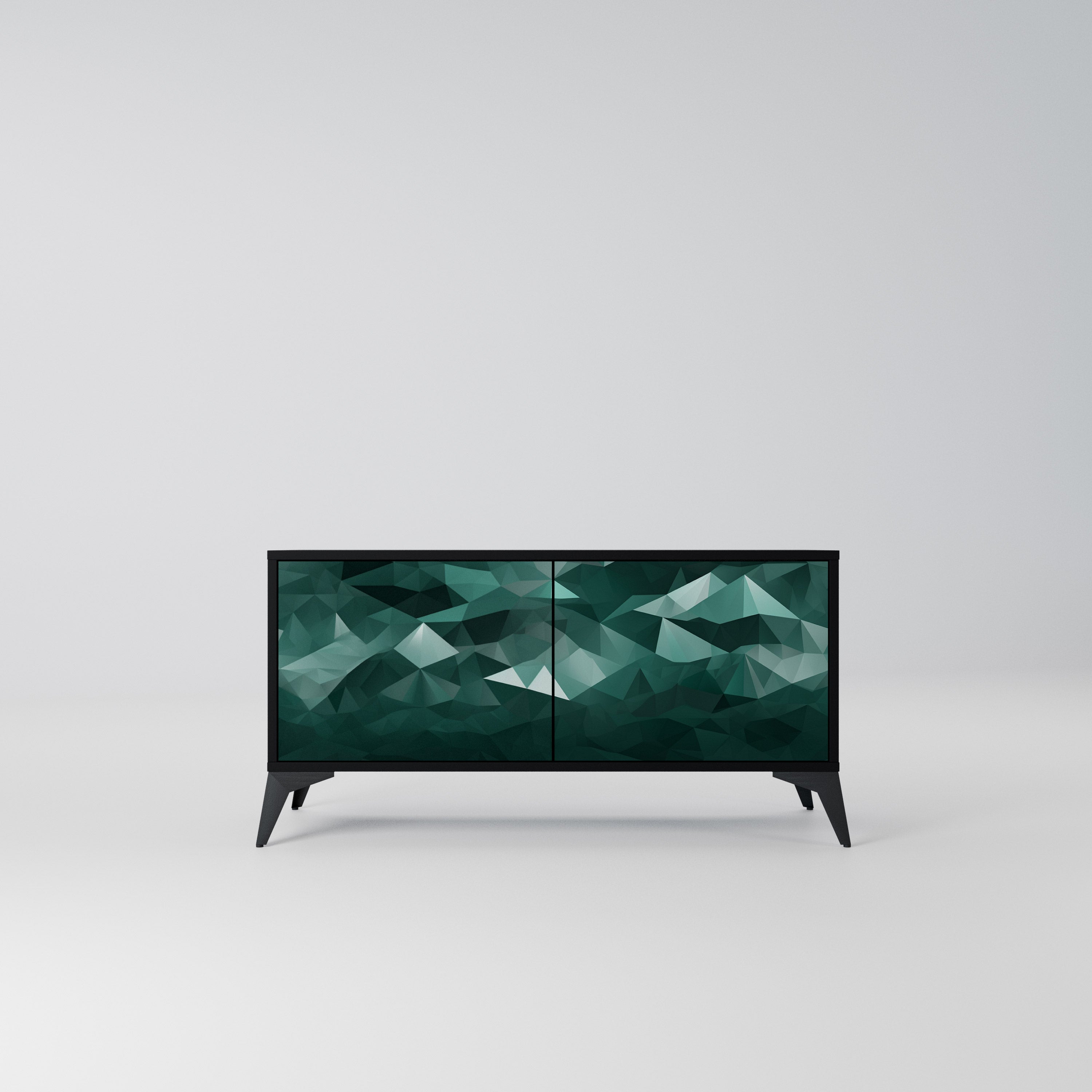 POLYGONAL FLOATING Kompaktowa szafka RTV 2-drzwiowa