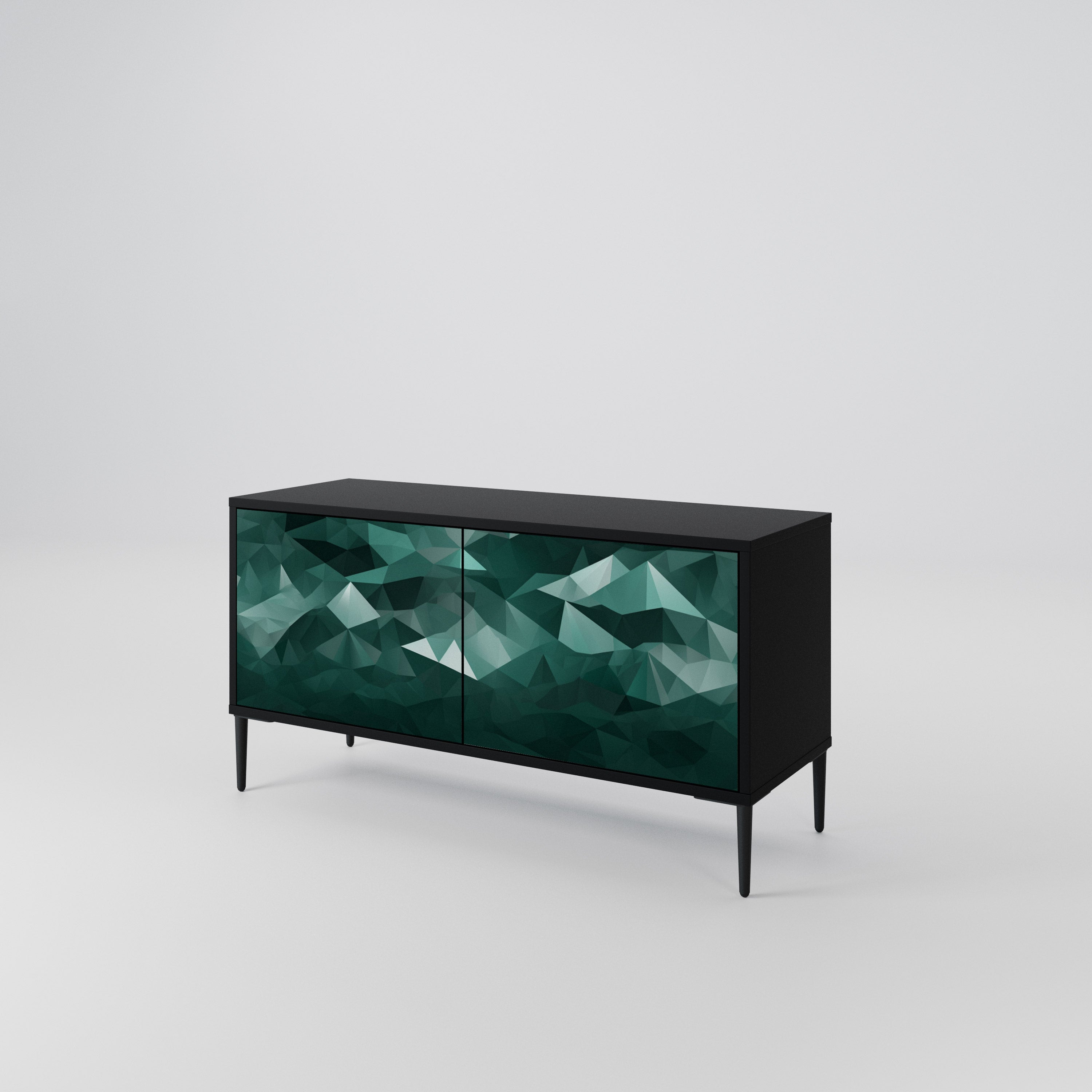 POLYGONAL FLOATING Kompaktowa szafka RTV 2-drzwiowa