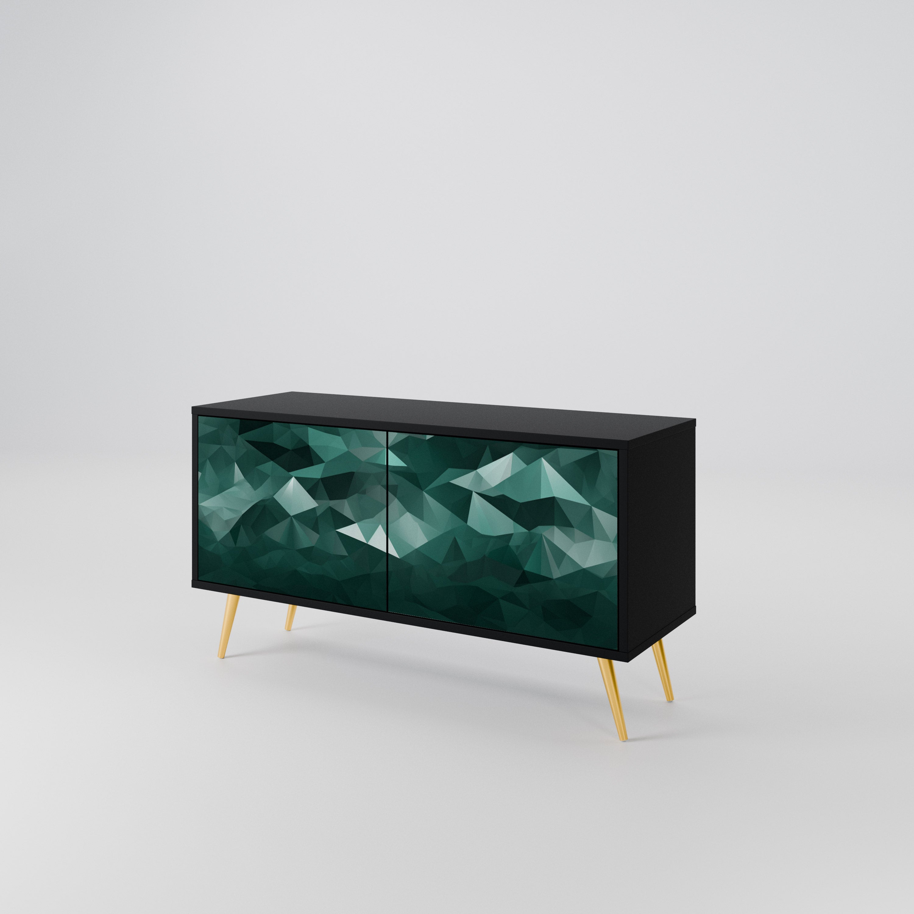 POLYGONAL FLOATING Kompaktowa szafka RTV 2-drzwiowa