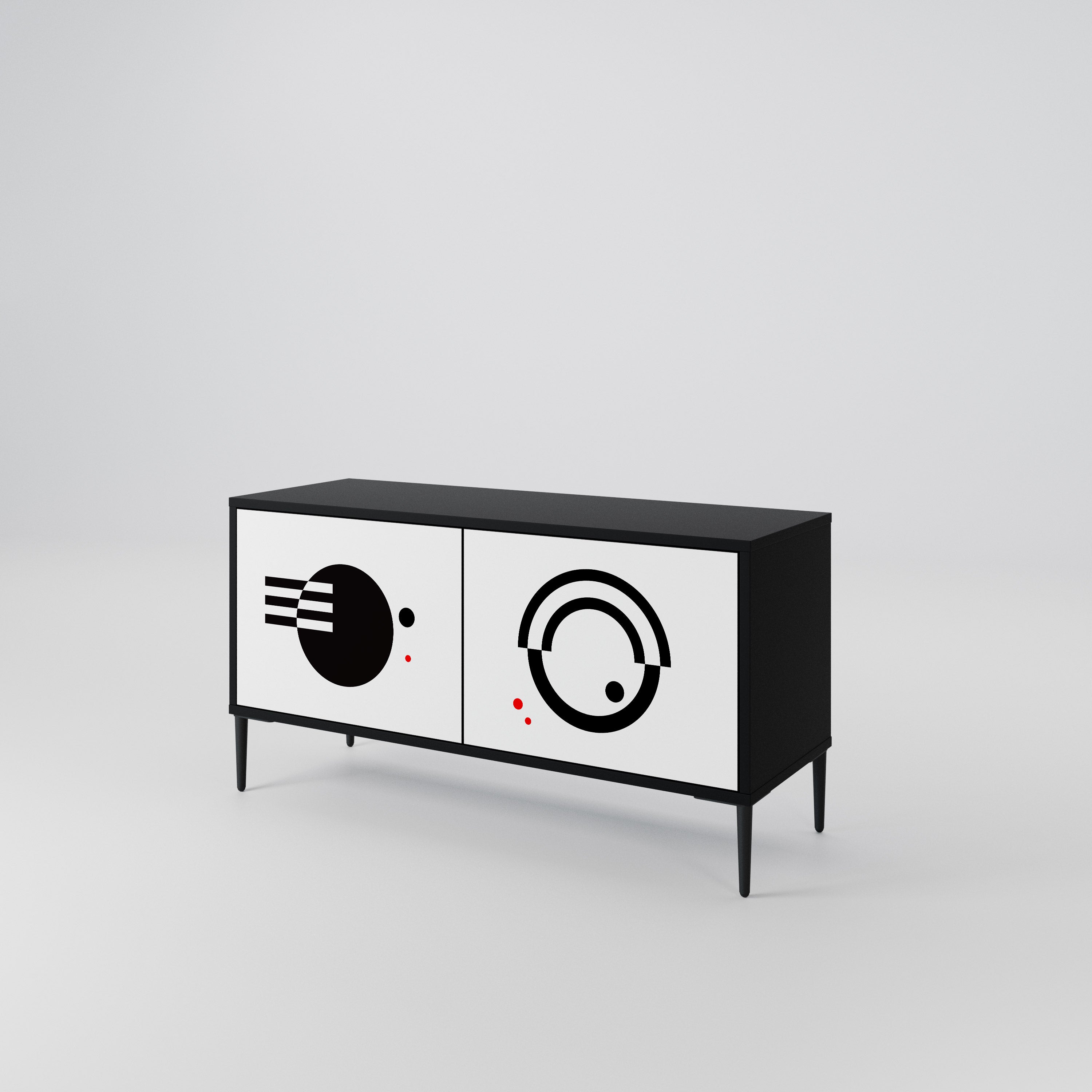 BLACK AND WHITE COMBINATION Kompaktowa szafka RTV 2-drzwiowa