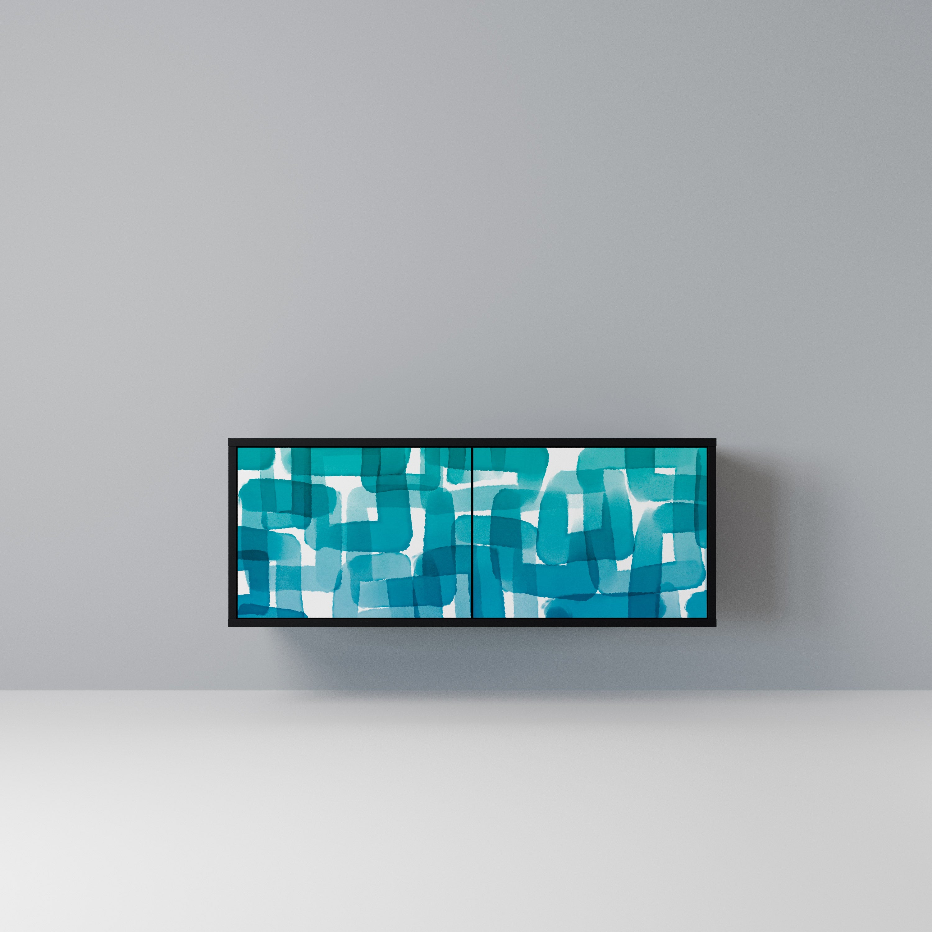 TURQUOISE RECTANGLES Kompaktowa szafka RTV 2-drzwiowa
