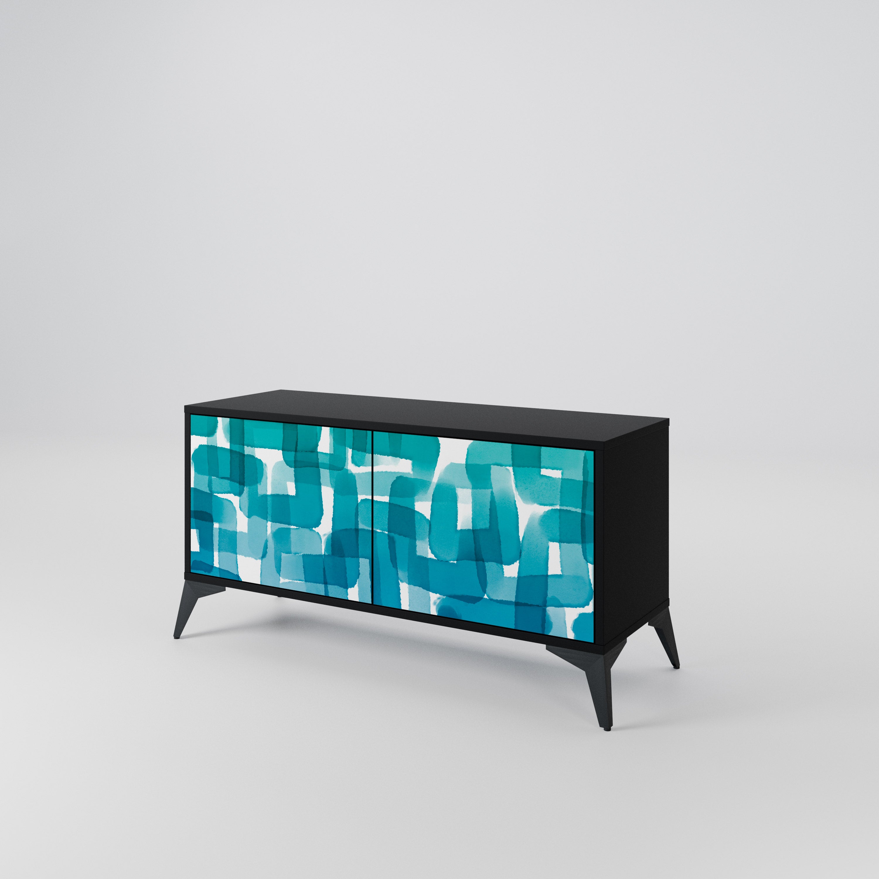 TURQUOISE RECTANGLES Kompaktowa szafka RTV 2-drzwiowa