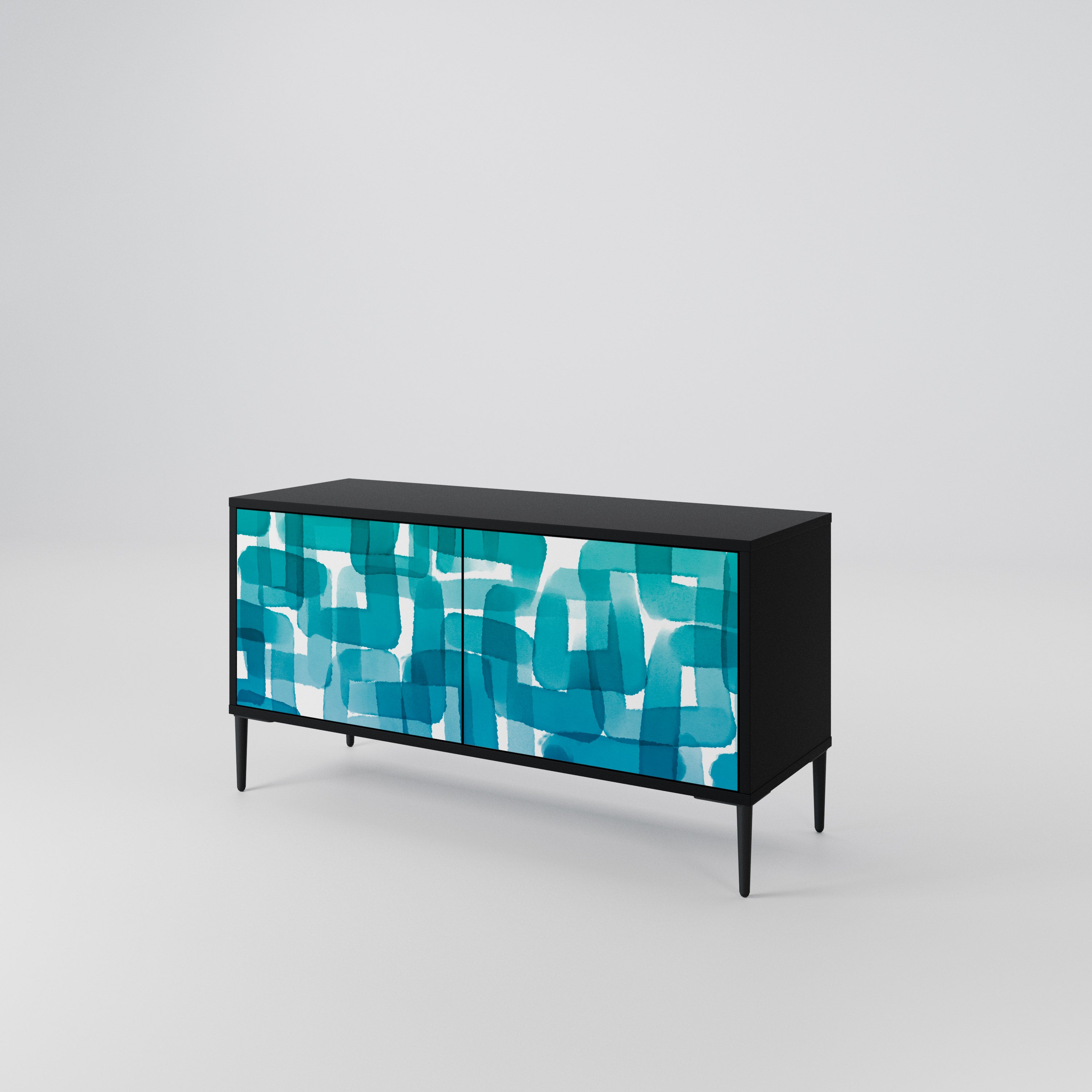 TURQUOISE RECTANGLES Kompaktowa szafka RTV 2-drzwiowa