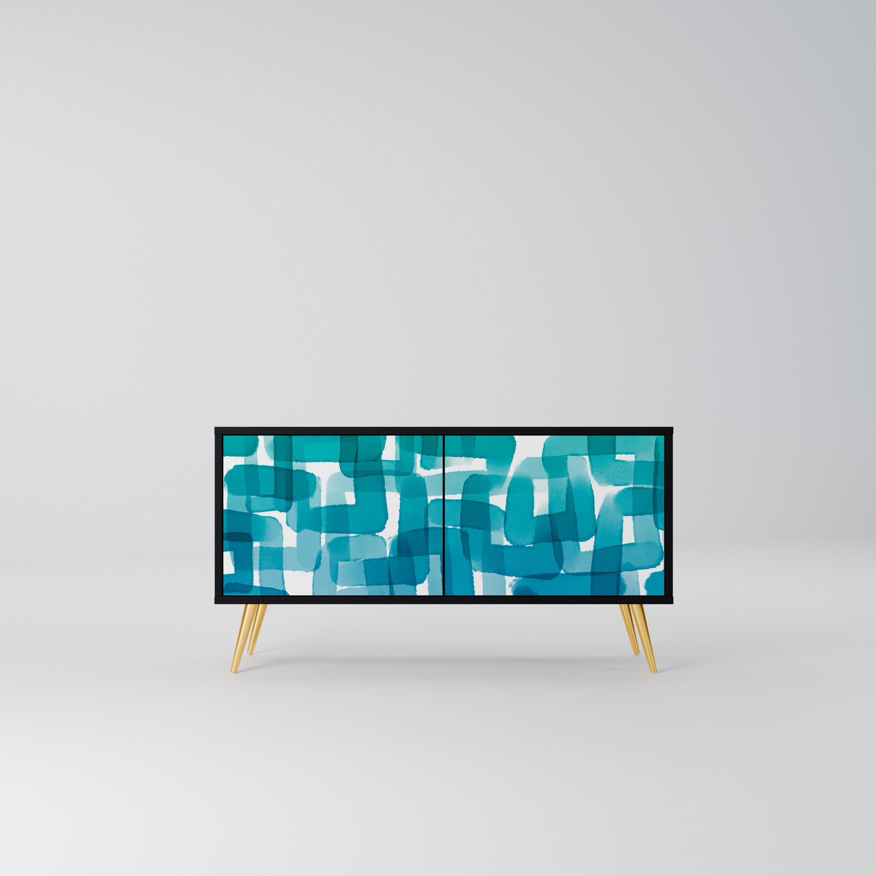 TURQUOISE RECTANGLES Kompaktowa szafka RTV 2-drzwiowa