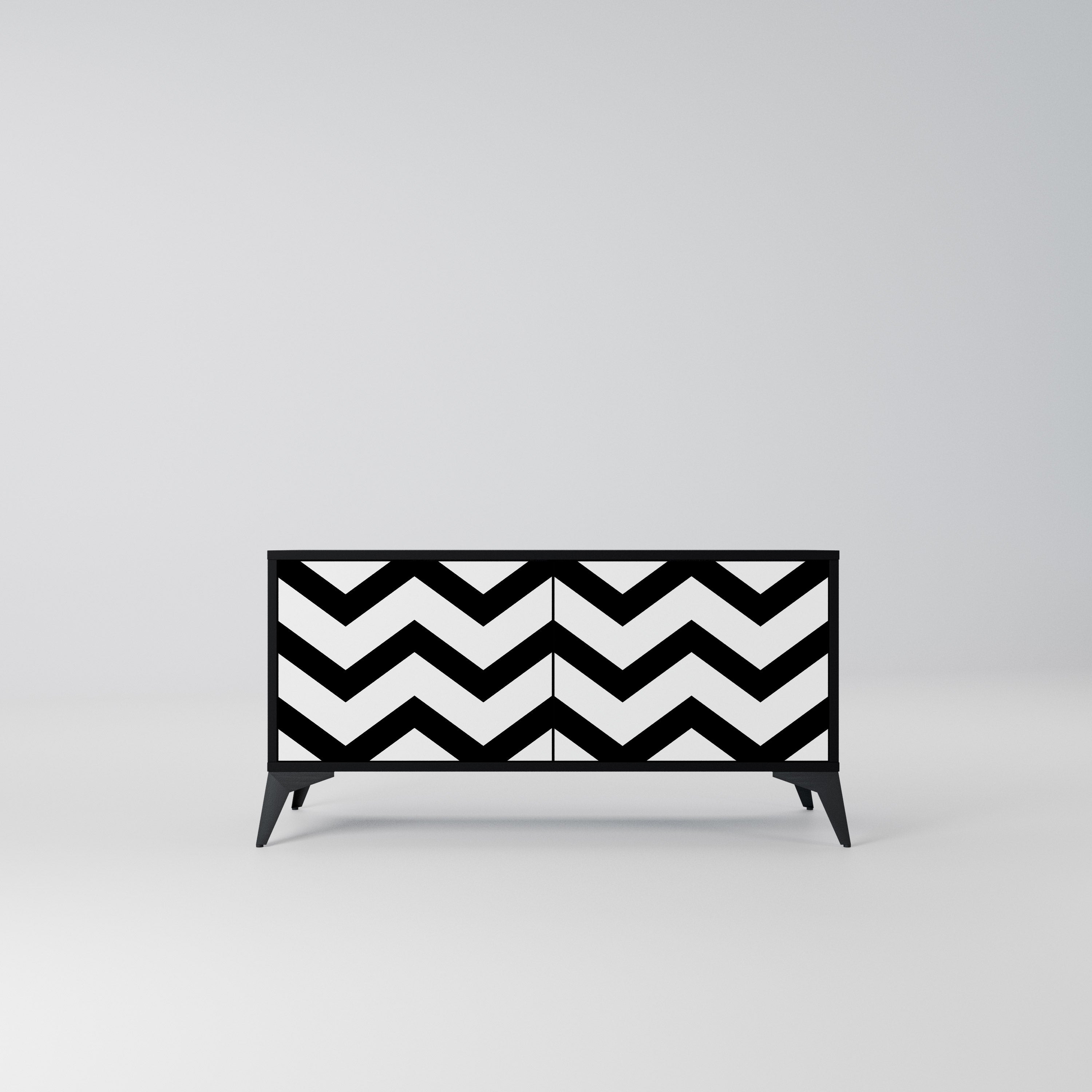 CLASSIC ZIG ZAG Kompaktowa szafka RTV 2-drzwiowa