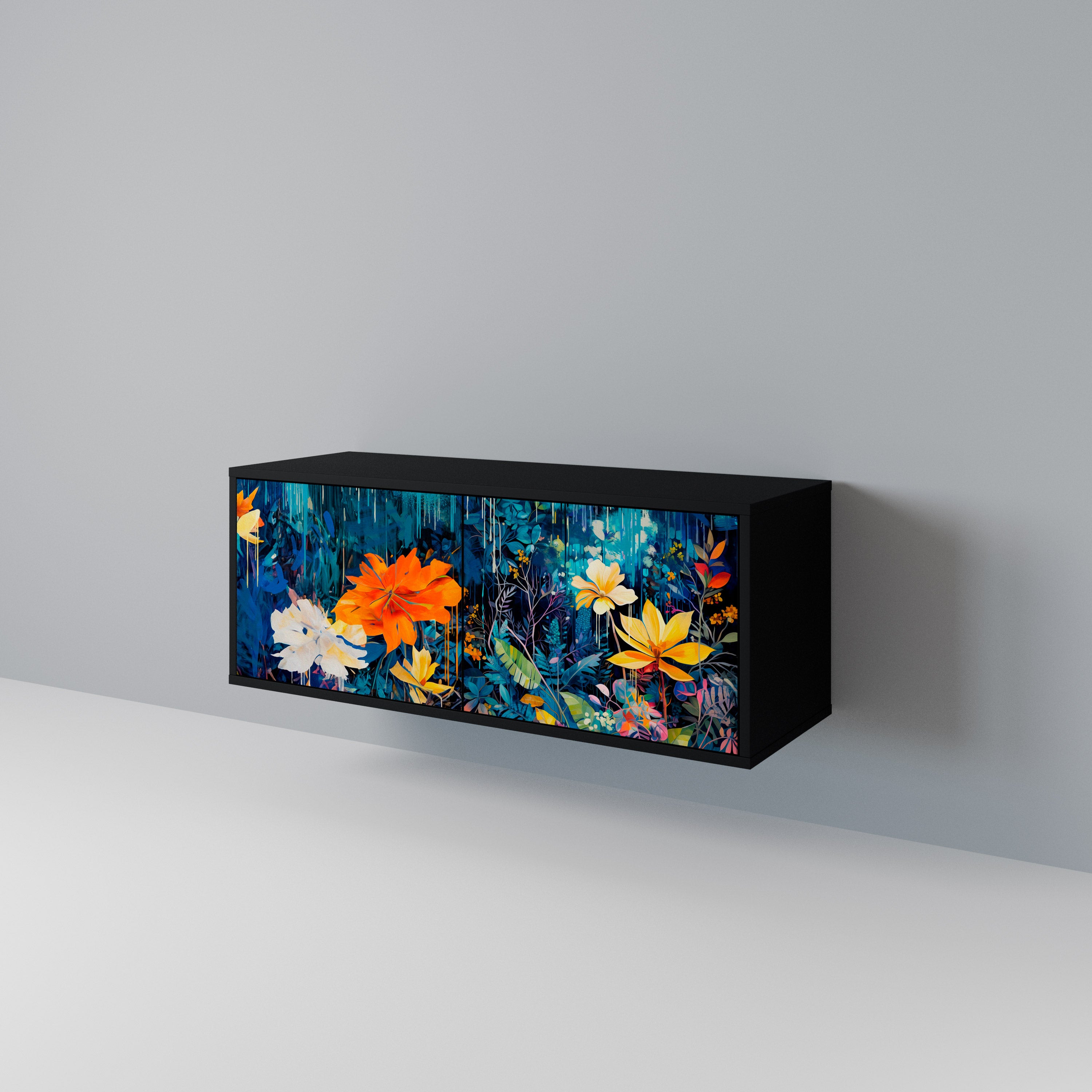 MIDNIGHT BLOSSOM Kompaktowa szafka RTV 2-drzwiowa