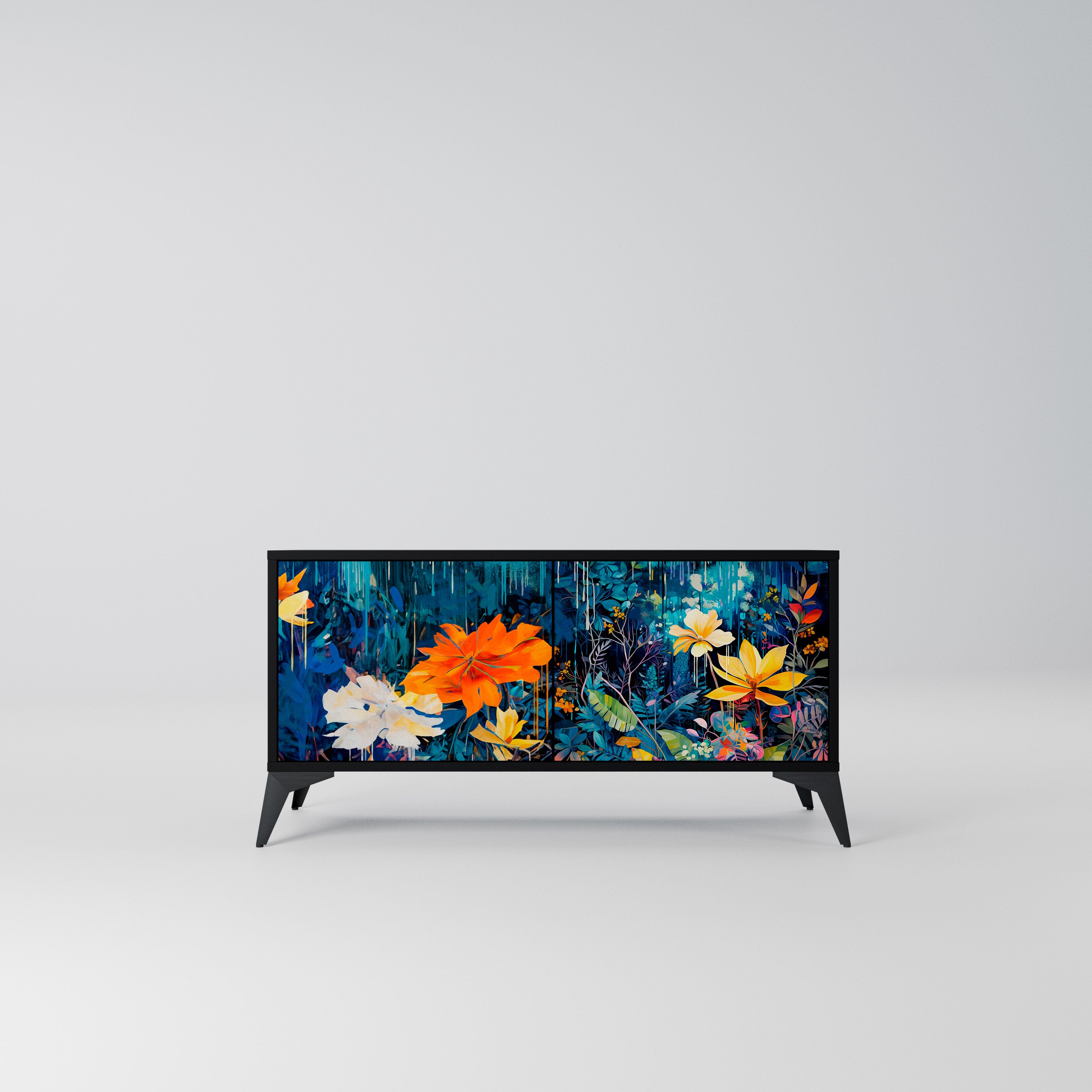 MIDNIGHT BLOSSOM Kompaktowa szafka RTV 2-drzwiowa