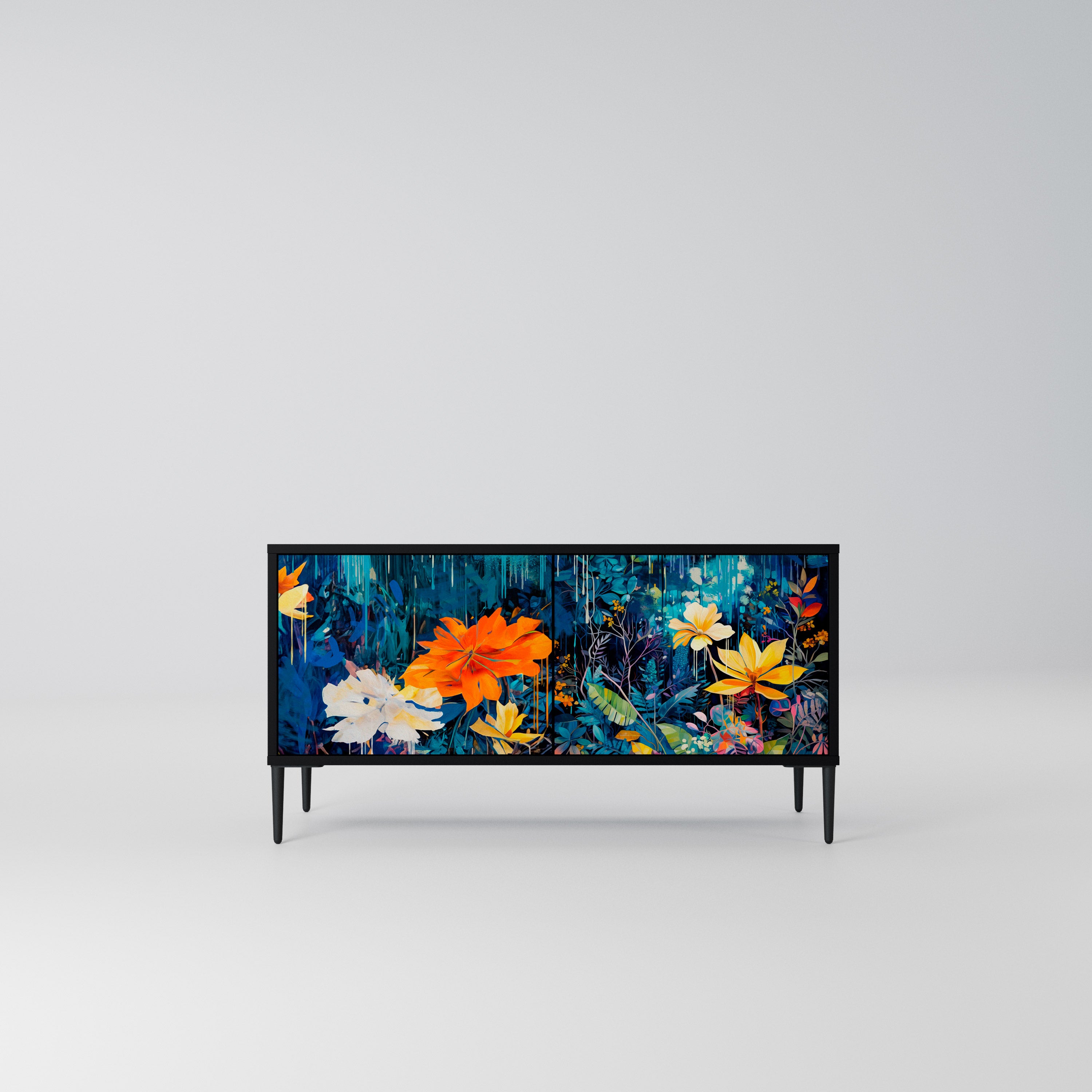 MIDNIGHT BLOSSOM Kompaktowa szafka RTV 2-drzwiowa