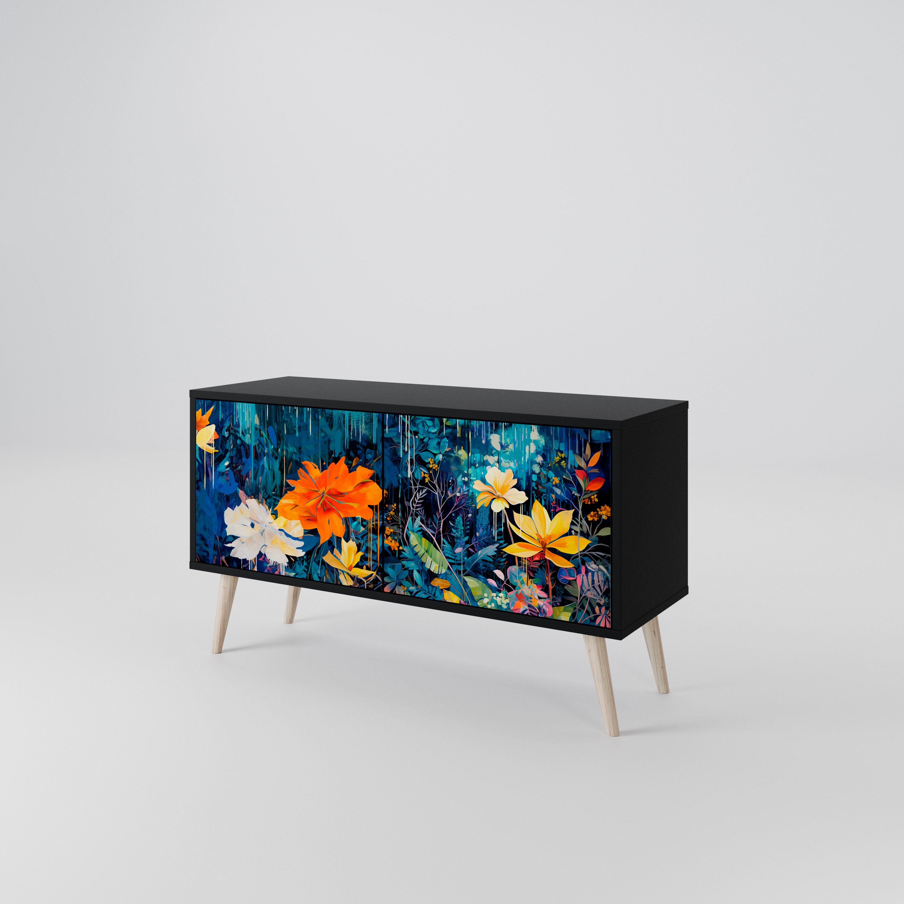 MIDNIGHT BLOSSOM Kompaktowa szafka RTV 2-drzwiowa