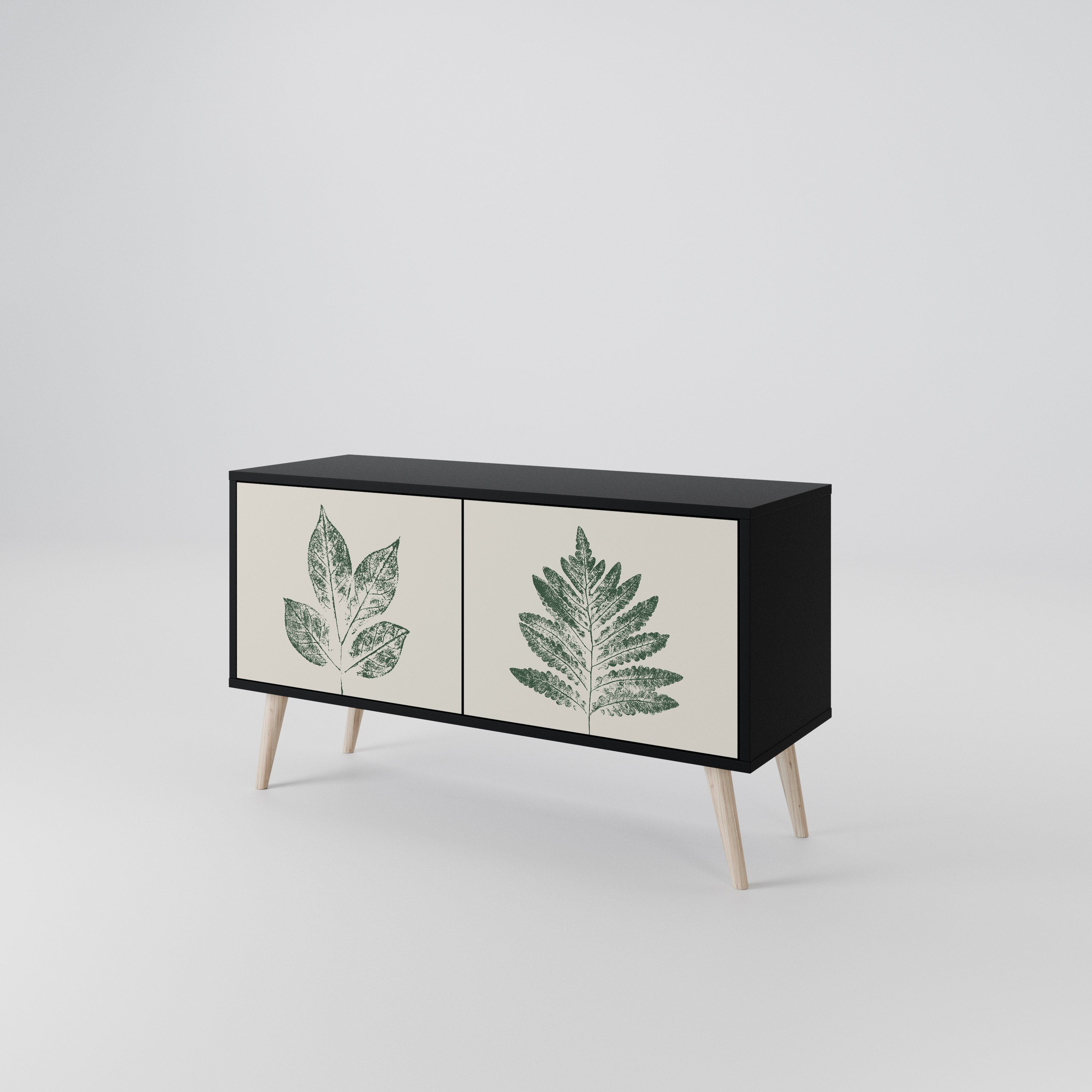 GREEN LEAFY STAMPS Kompaktowa szafka RTV 2-drzwiowa