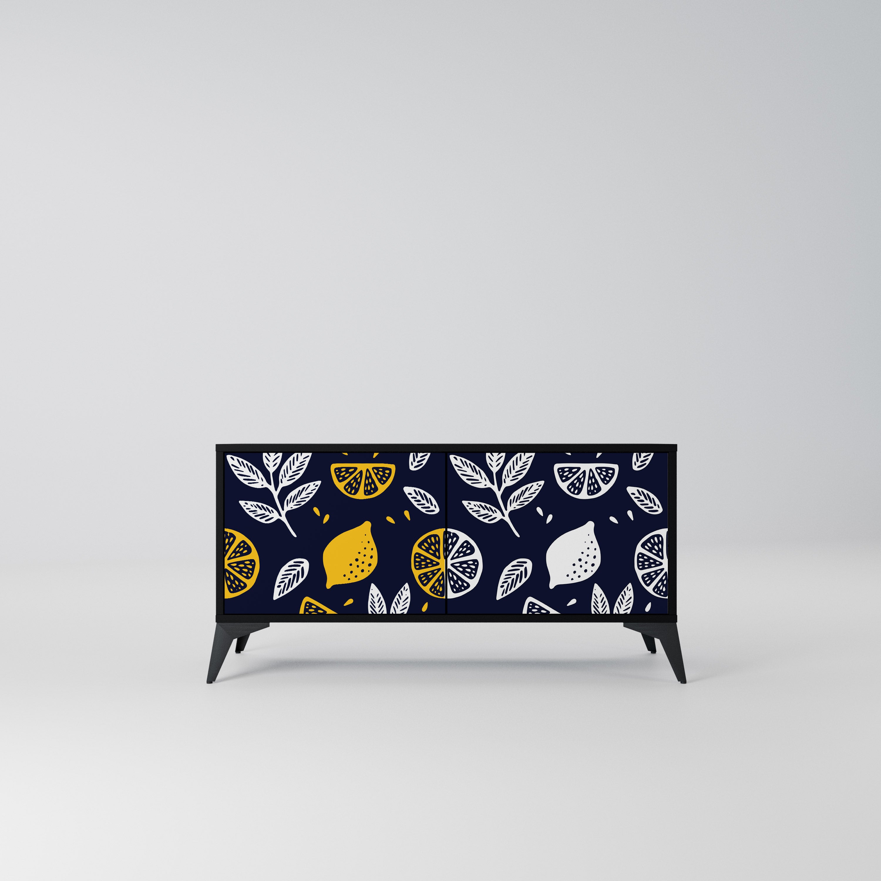 CITRUS BLACK AND WHITE Kompaktowa szafka RTV 2-drzwiowa