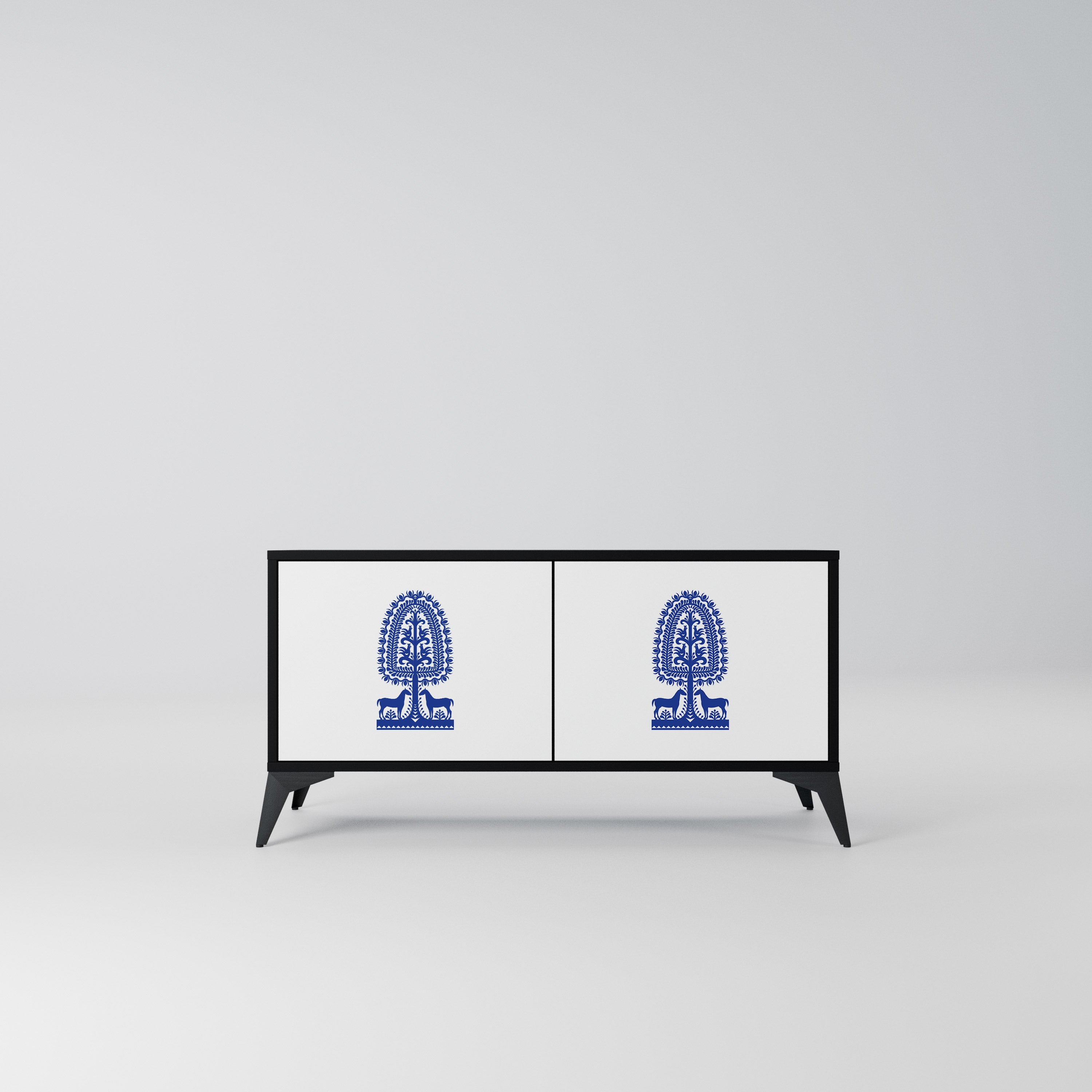 POLISH FOLK ART Kompaktowa szafka RTV 2-drzwiowa
