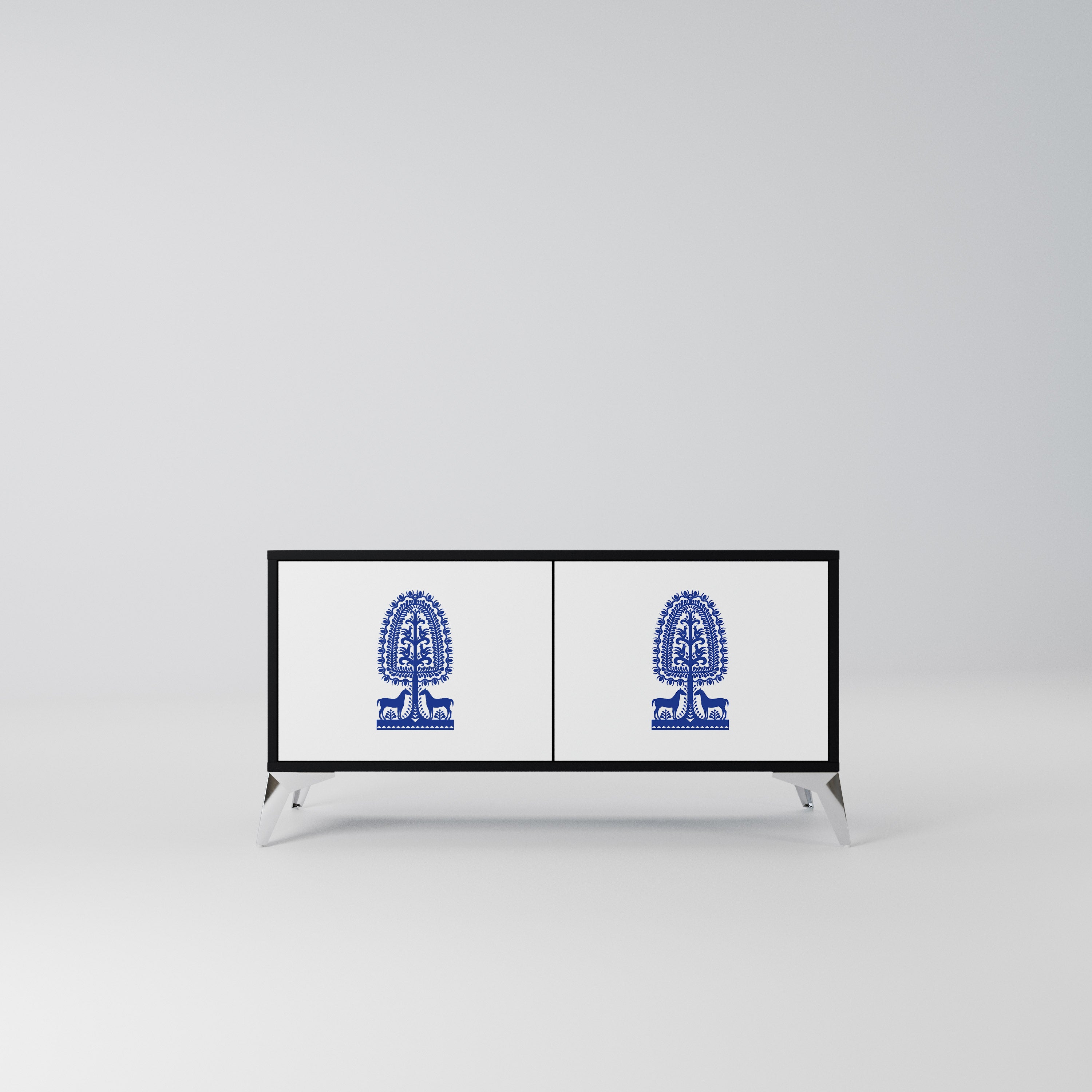POLISH FOLK ART Kompaktowa szafka RTV 2-drzwiowa
