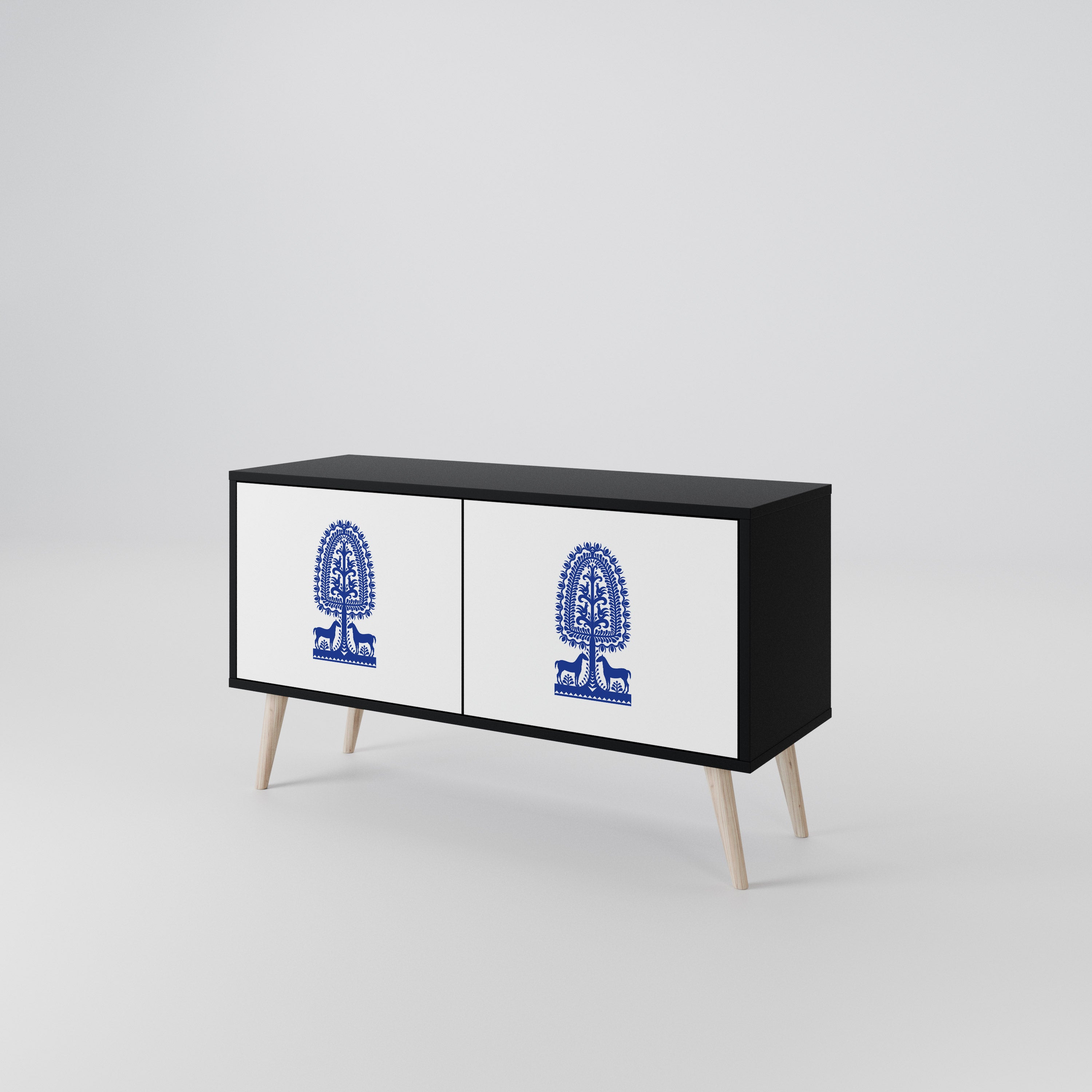 POLISH FOLK ART Kompaktowa szafka RTV 2-drzwiowa