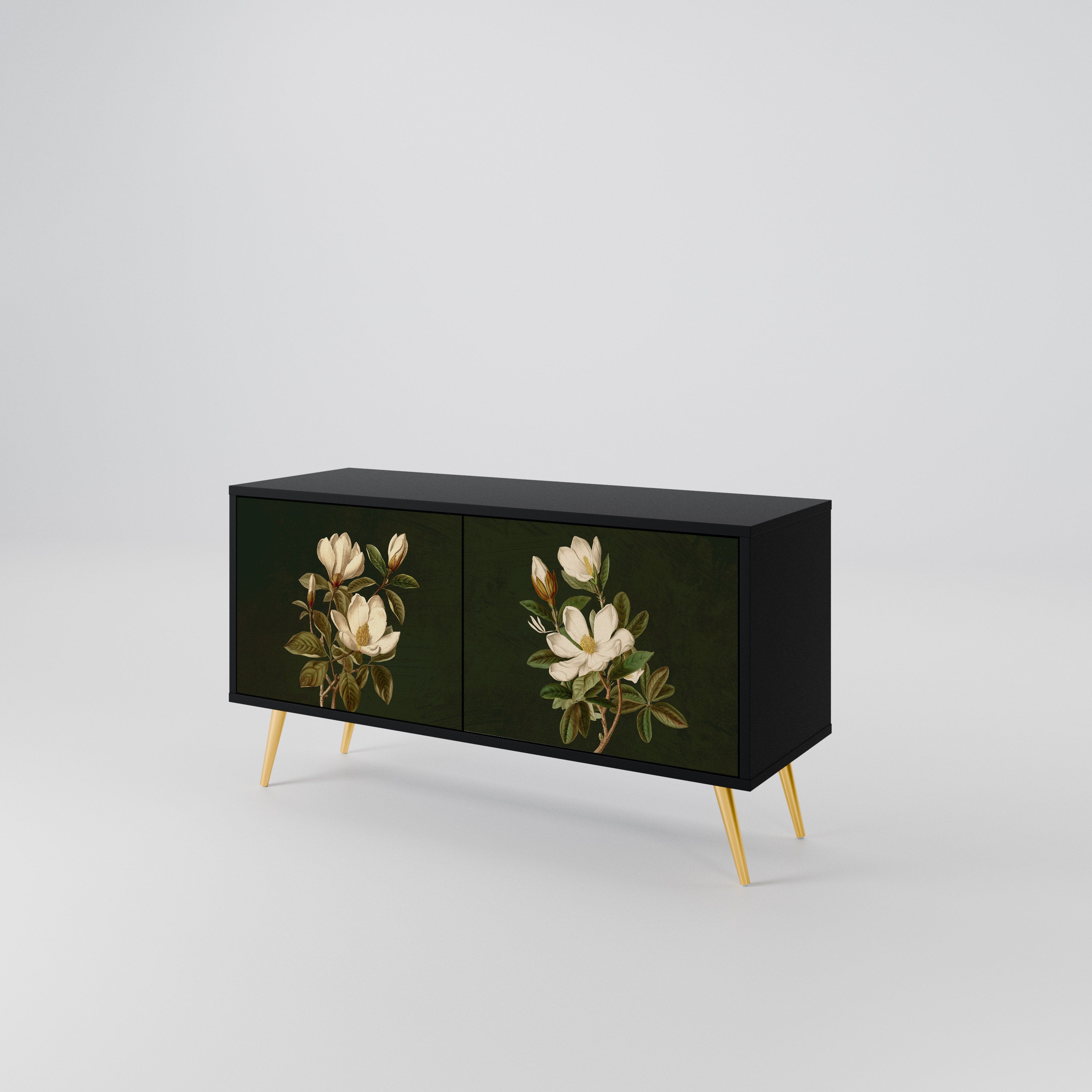 FLORAL NOIR Kompaktowa szafka RTV 2-drzwiowa