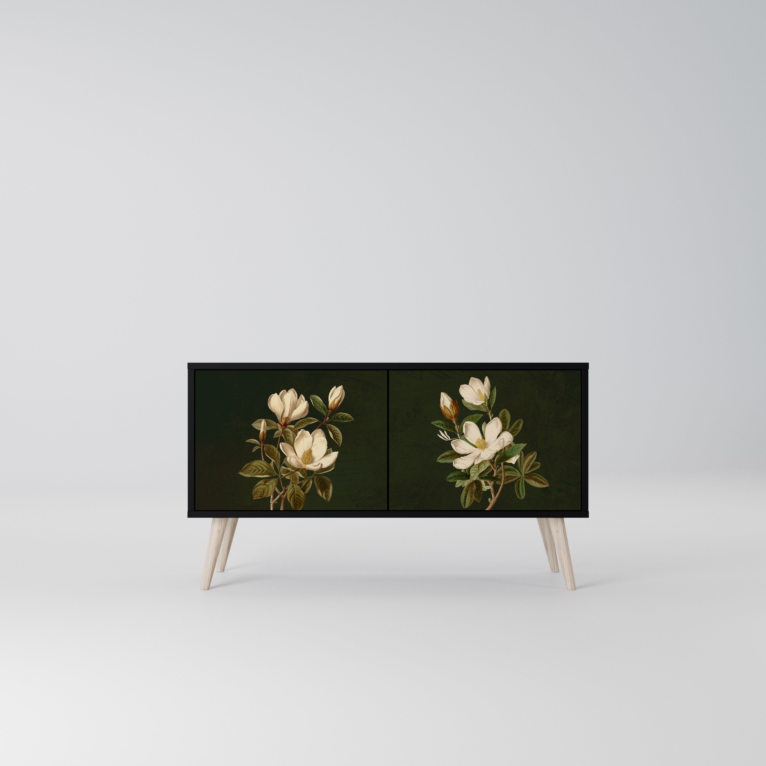 FLORAL NOIR Kompaktowa szafka RTV 2-drzwiowa