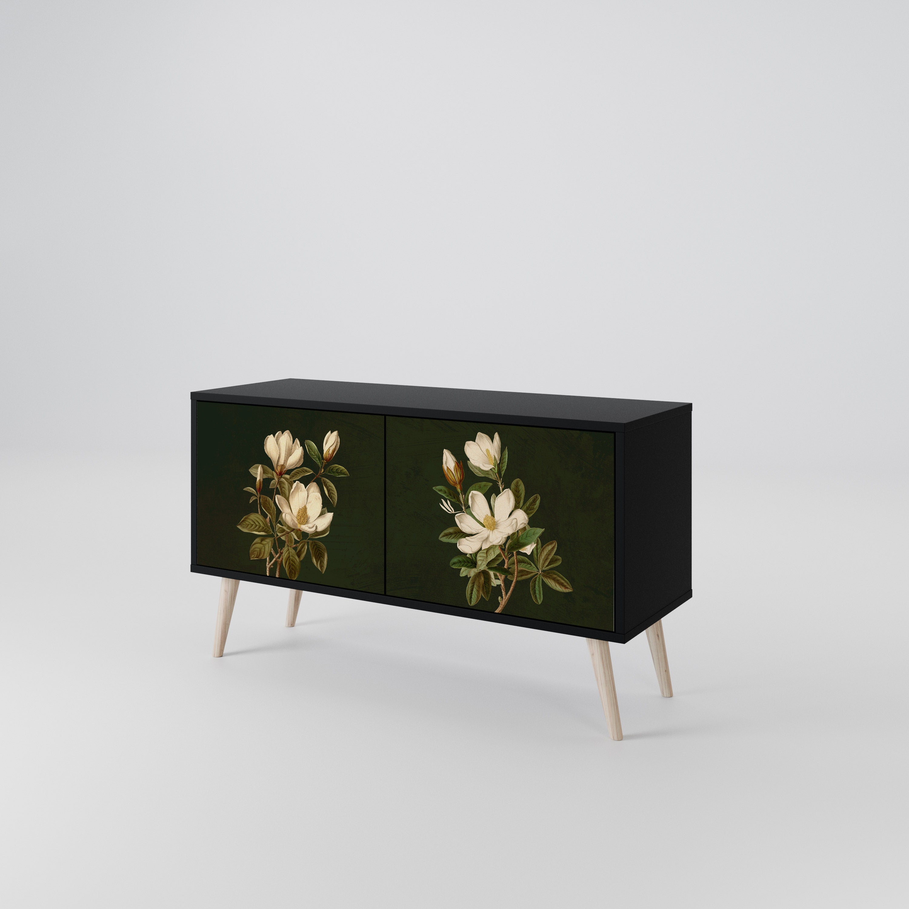 FLORAL NOIR Kompaktowa szafka RTV 2-drzwiowa