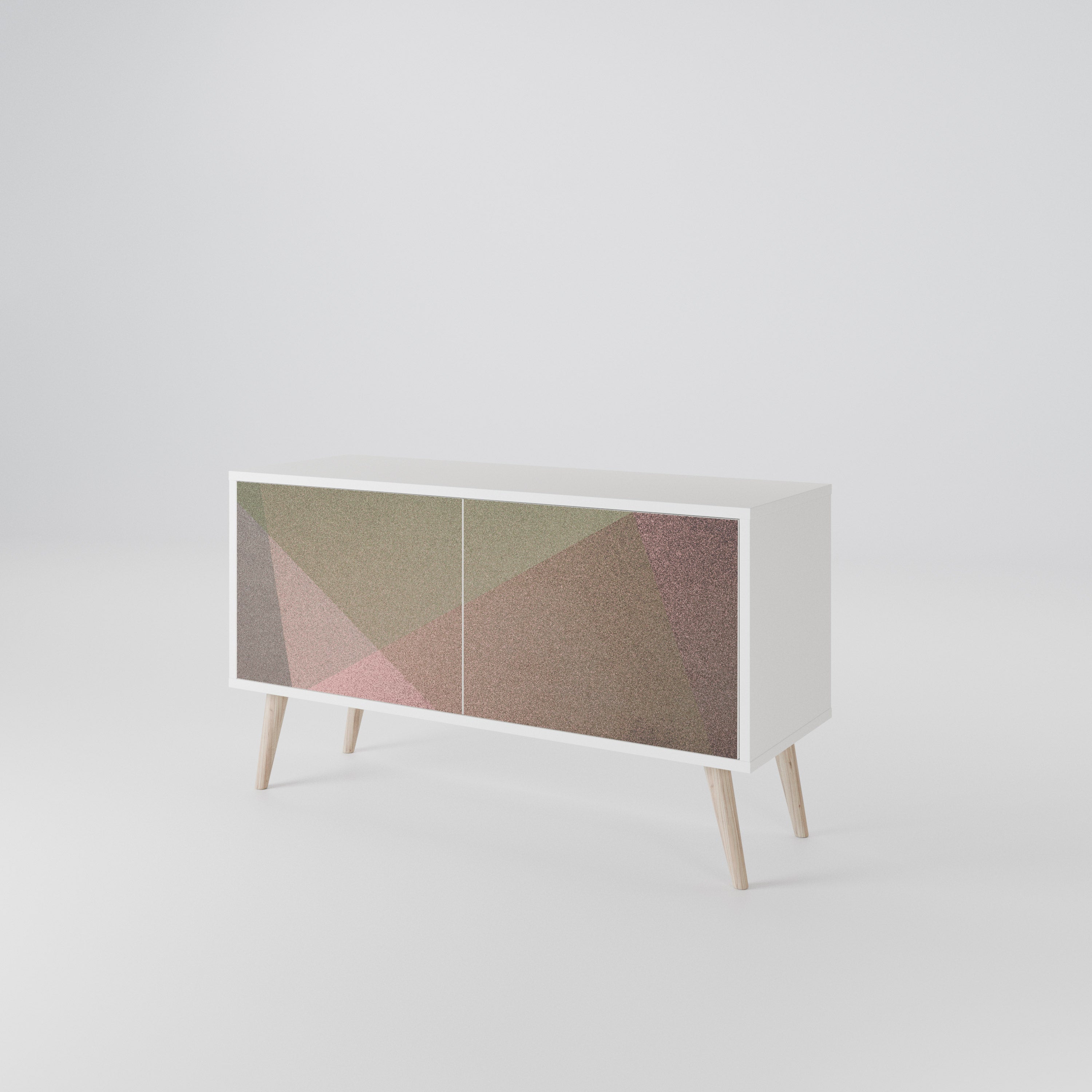 BEIGE GEOMETRY Kompaktowa szafka RTV 2-drzwiowa