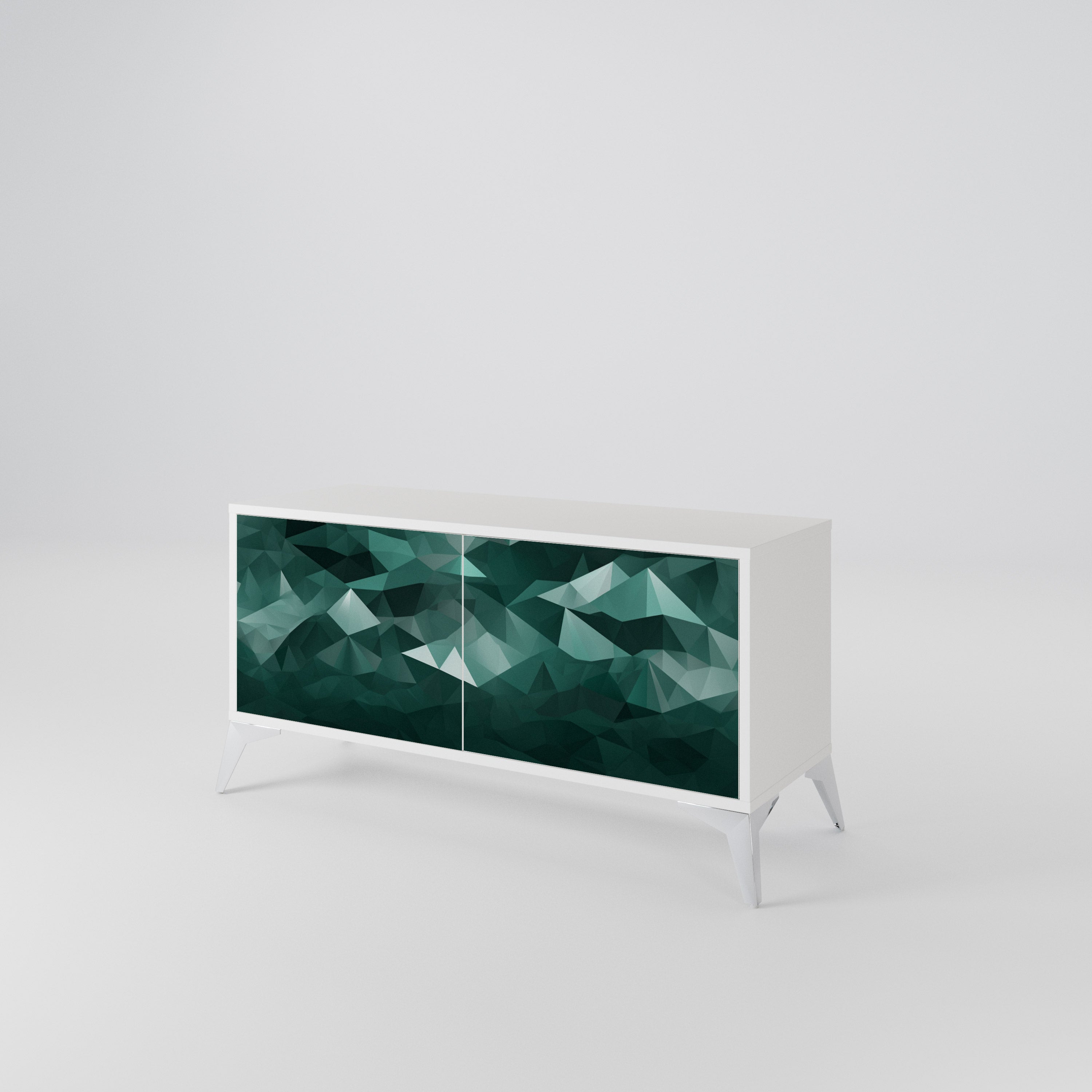 POLYGONAL FLOATING Kompaktowa szafka RTV 2-drzwiowa