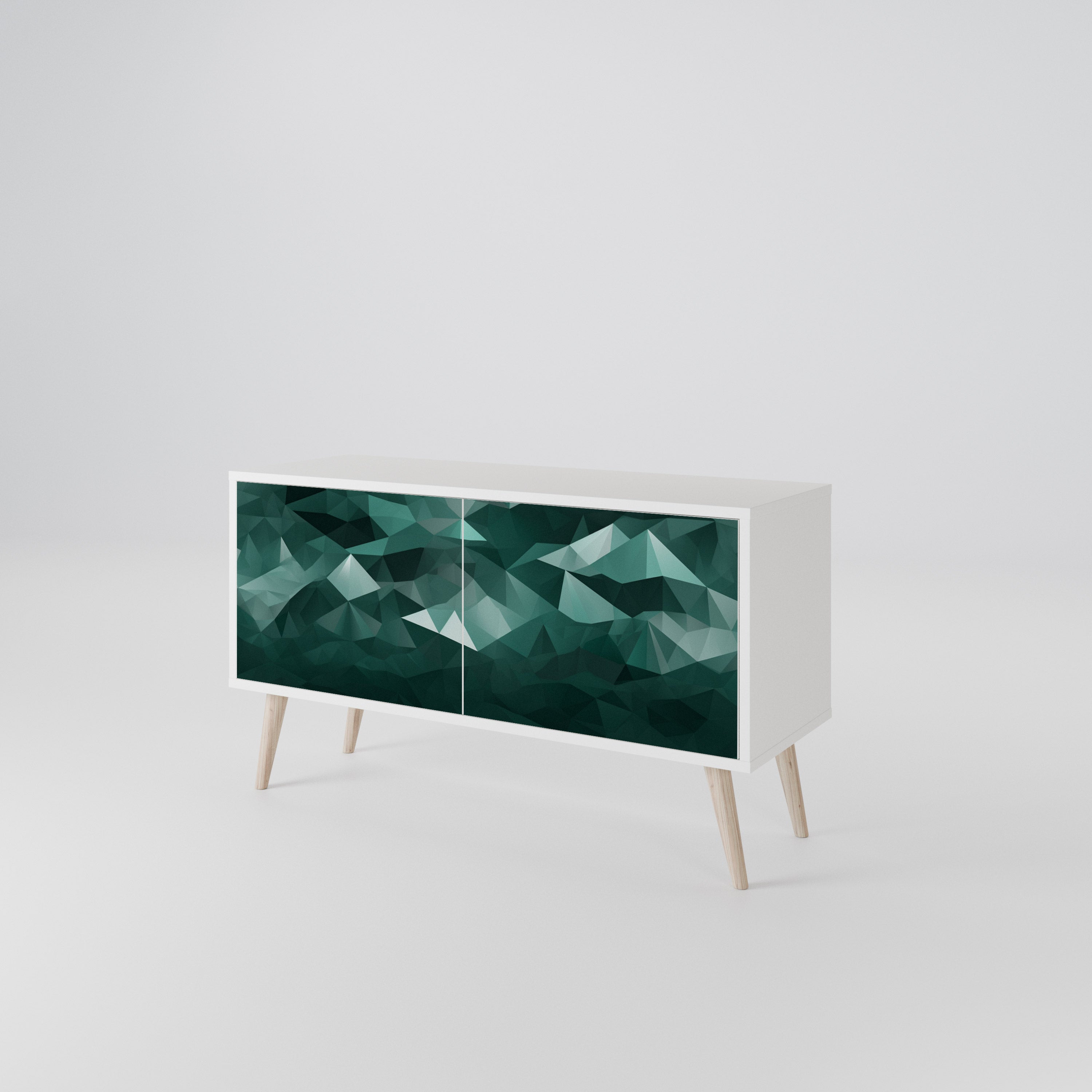 POLYGONAL FLOATING Kompaktowa szafka RTV 2-drzwiowa