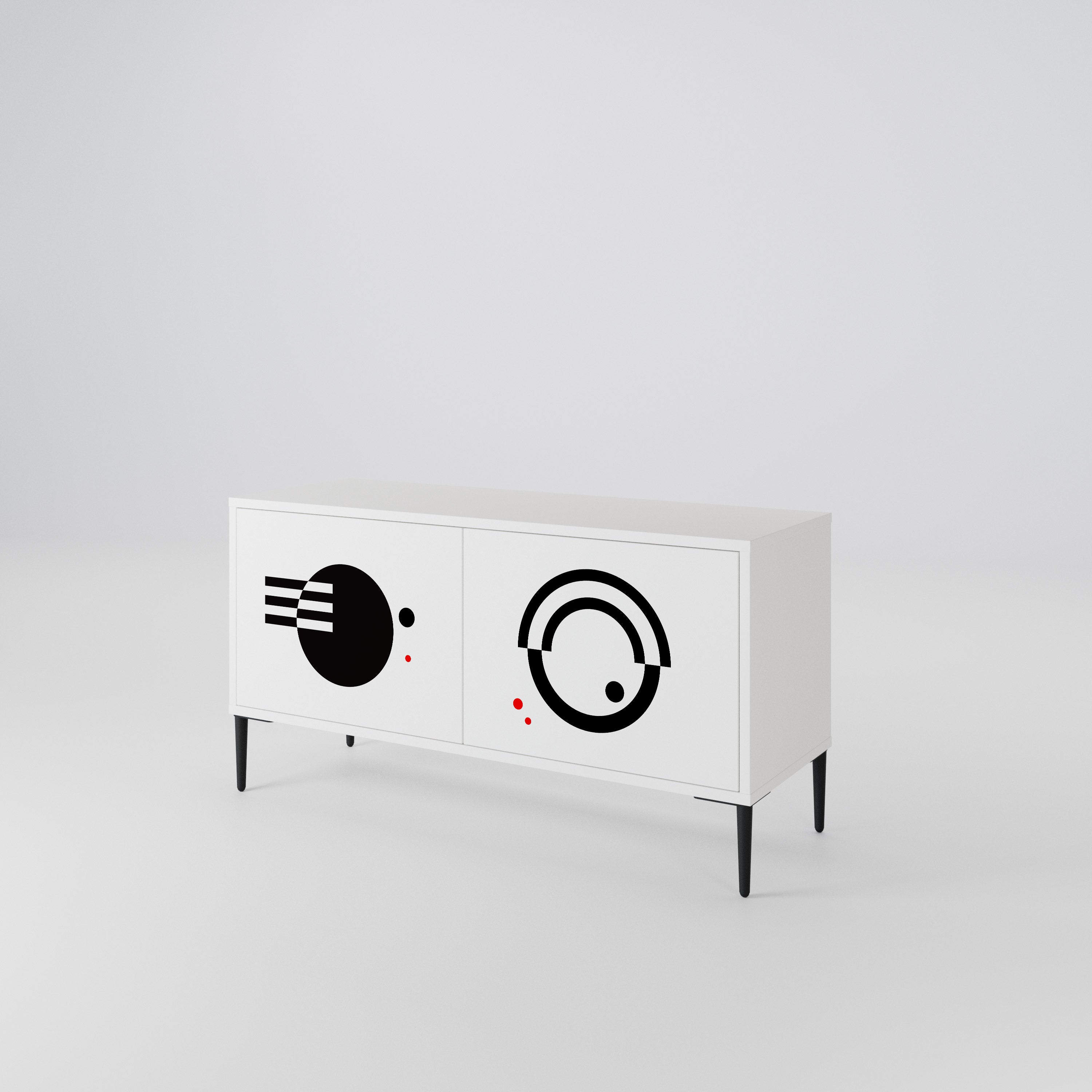BLACK AND WHITE COMBINATION Kompaktowa szafka RTV 2-drzwiowa