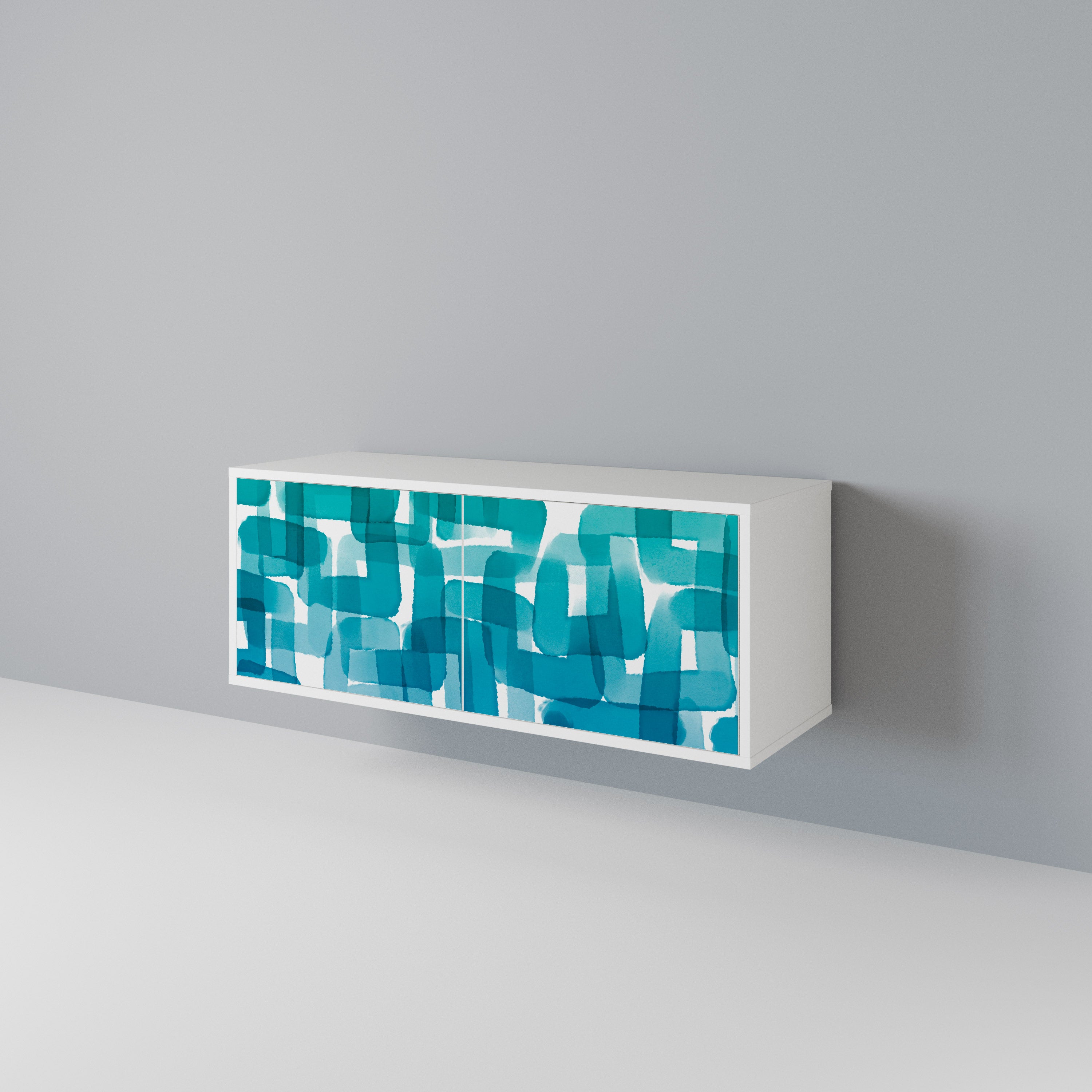 TURQUOISE RECTANGLES Kompaktowa szafka RTV 2-drzwiowa