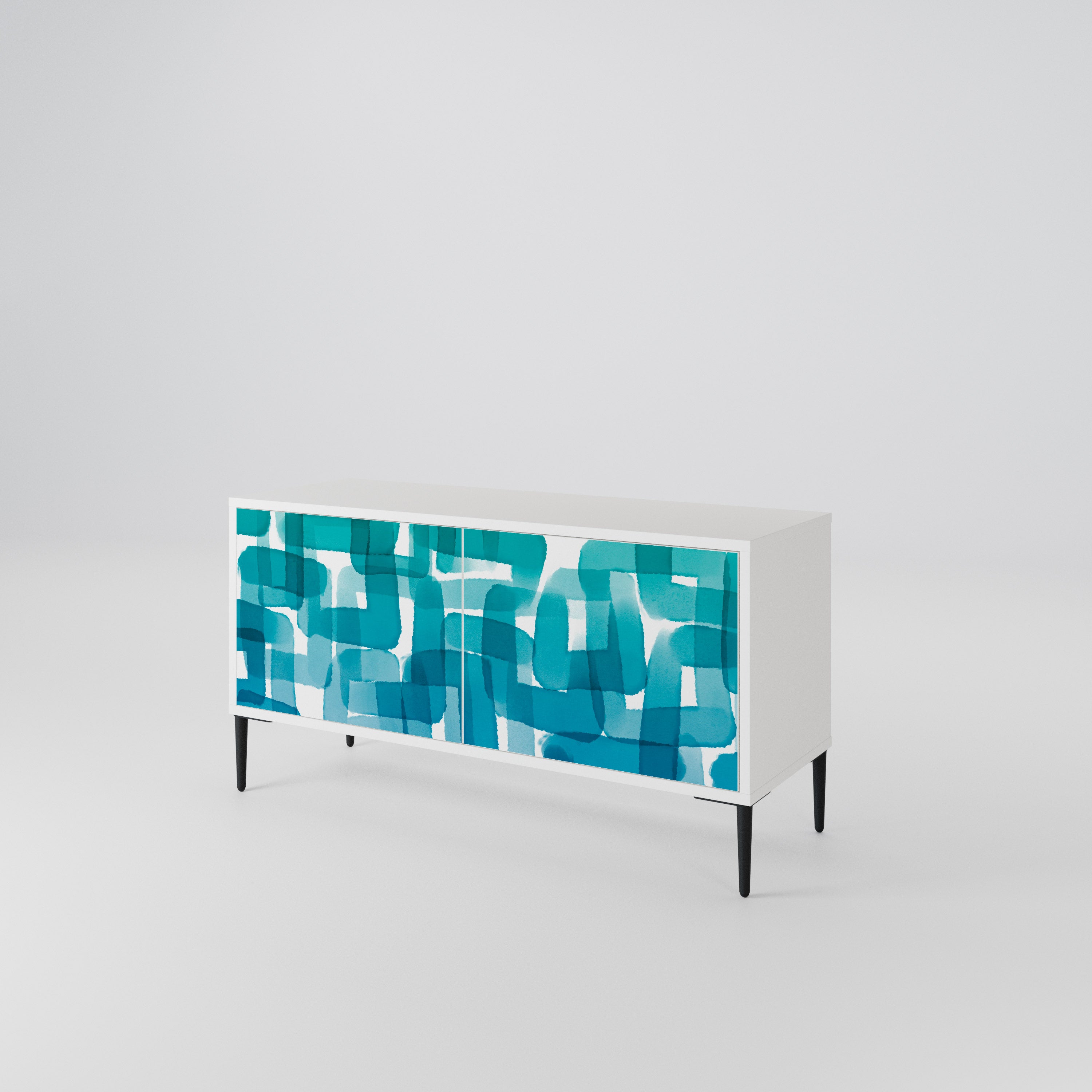 TURQUOISE RECTANGLES Kompaktowa szafka RTV 2-drzwiowa