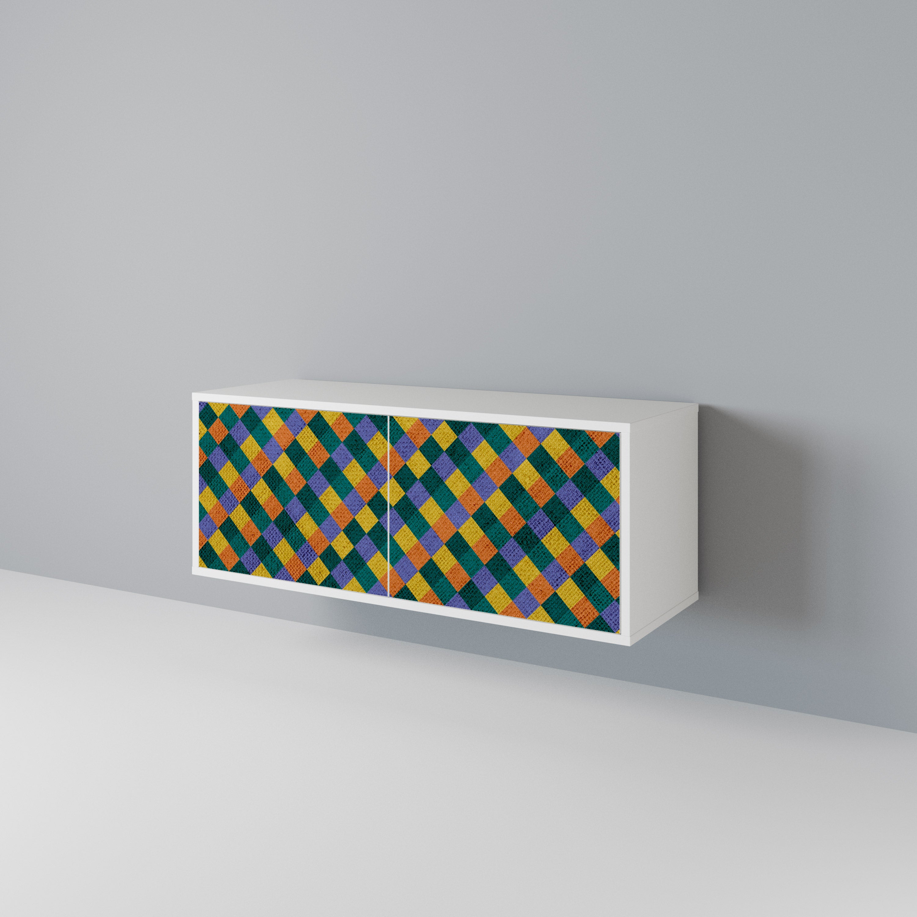 PAINTED SQUARES MIX Kompaktowa szafka RTV 2-drzwiowa
