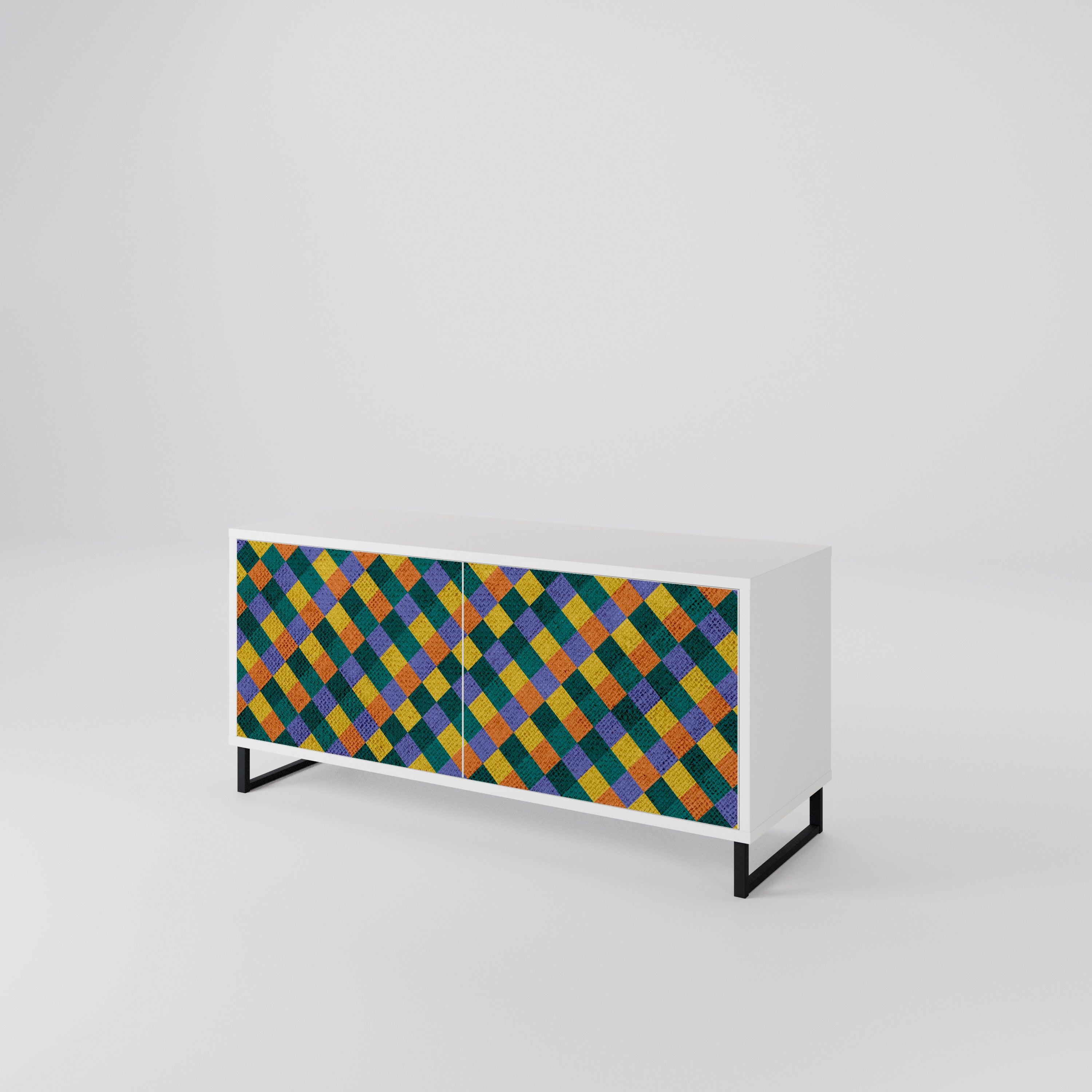 PAINTED SQUARES MIX Kompaktowa szafka RTV 2-drzwiowa