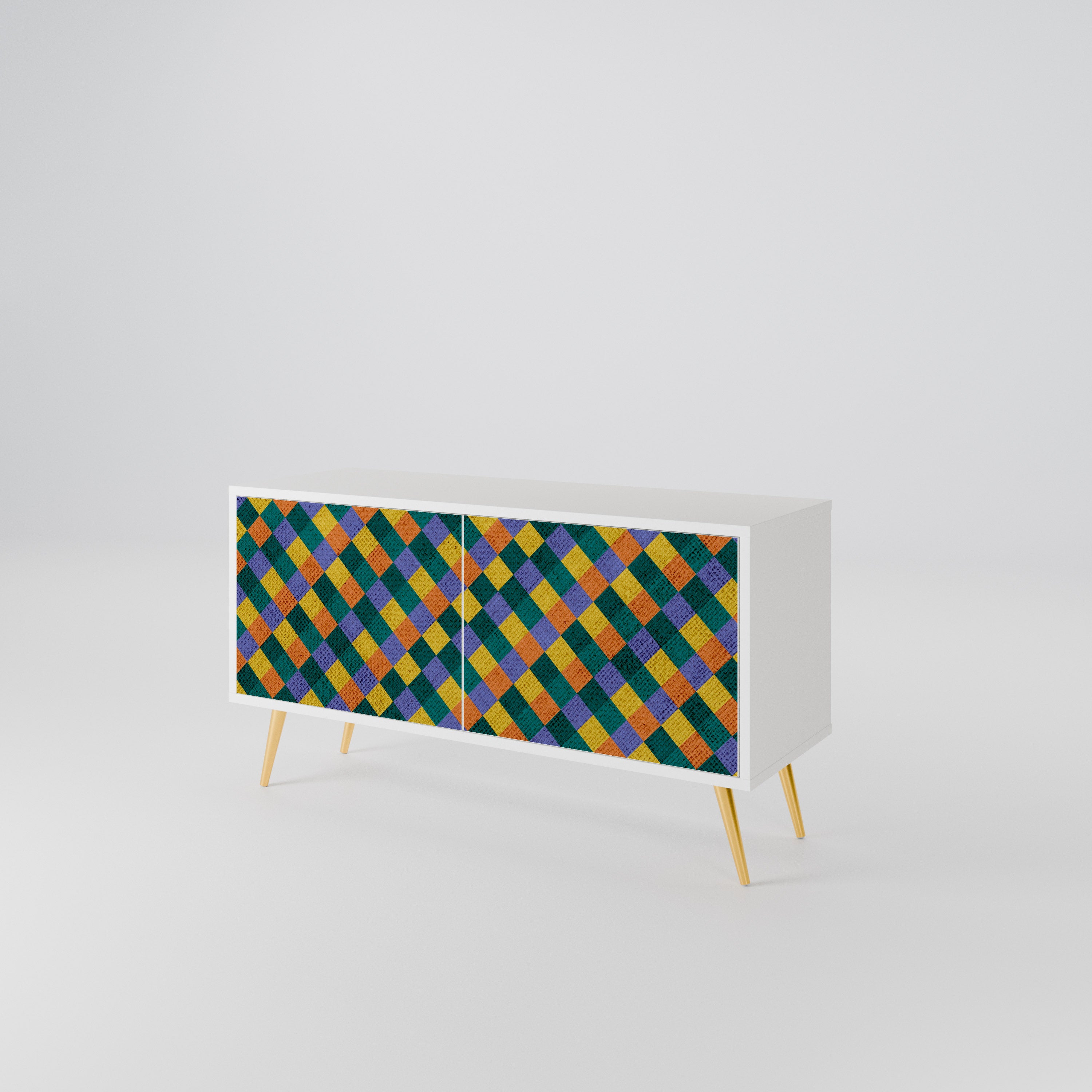PAINTED SQUARES MIX Kompaktowa szafka RTV 2-drzwiowa
