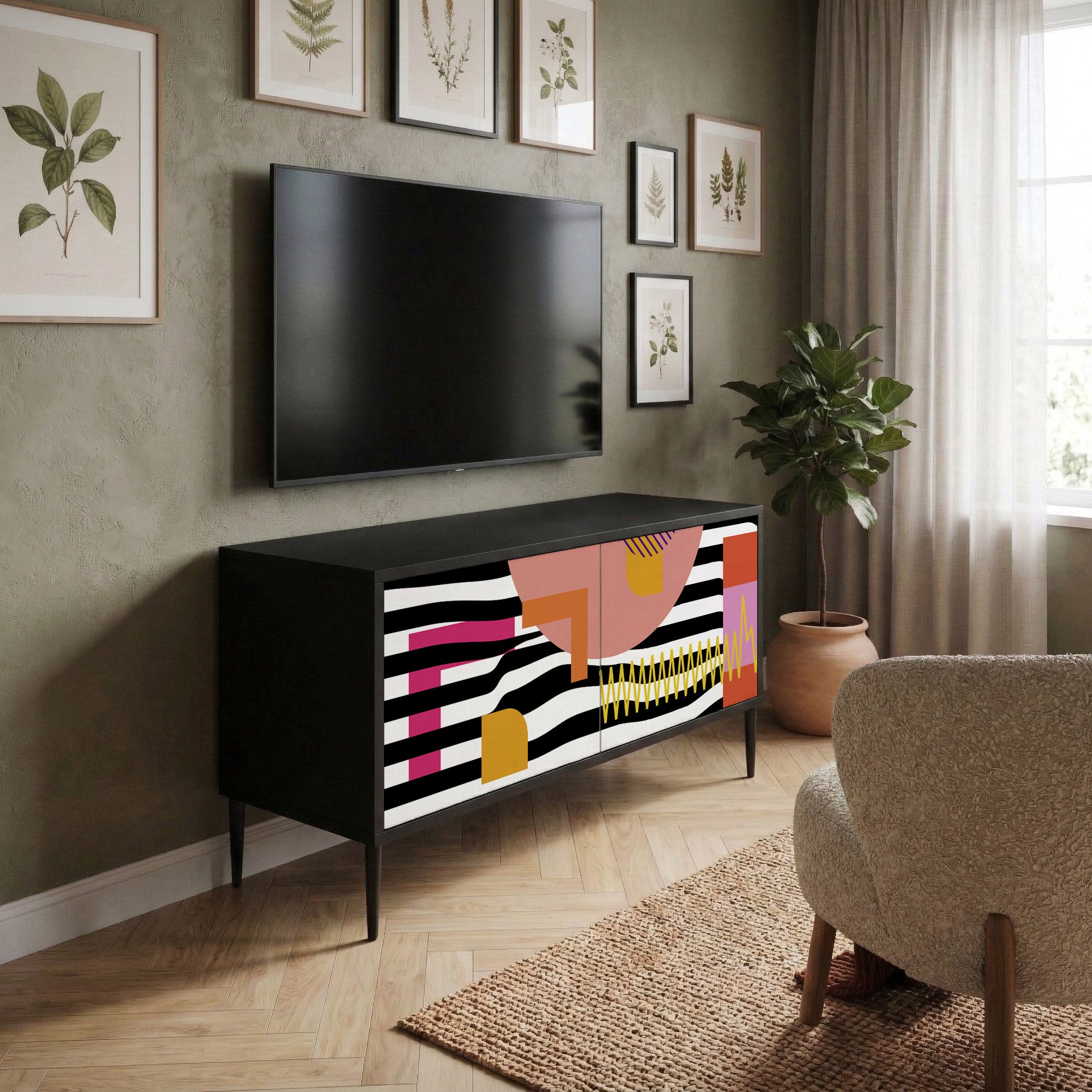 CHROMATIC ABSTRACT Kompaktowa szafka RTV 2-drzwiowa