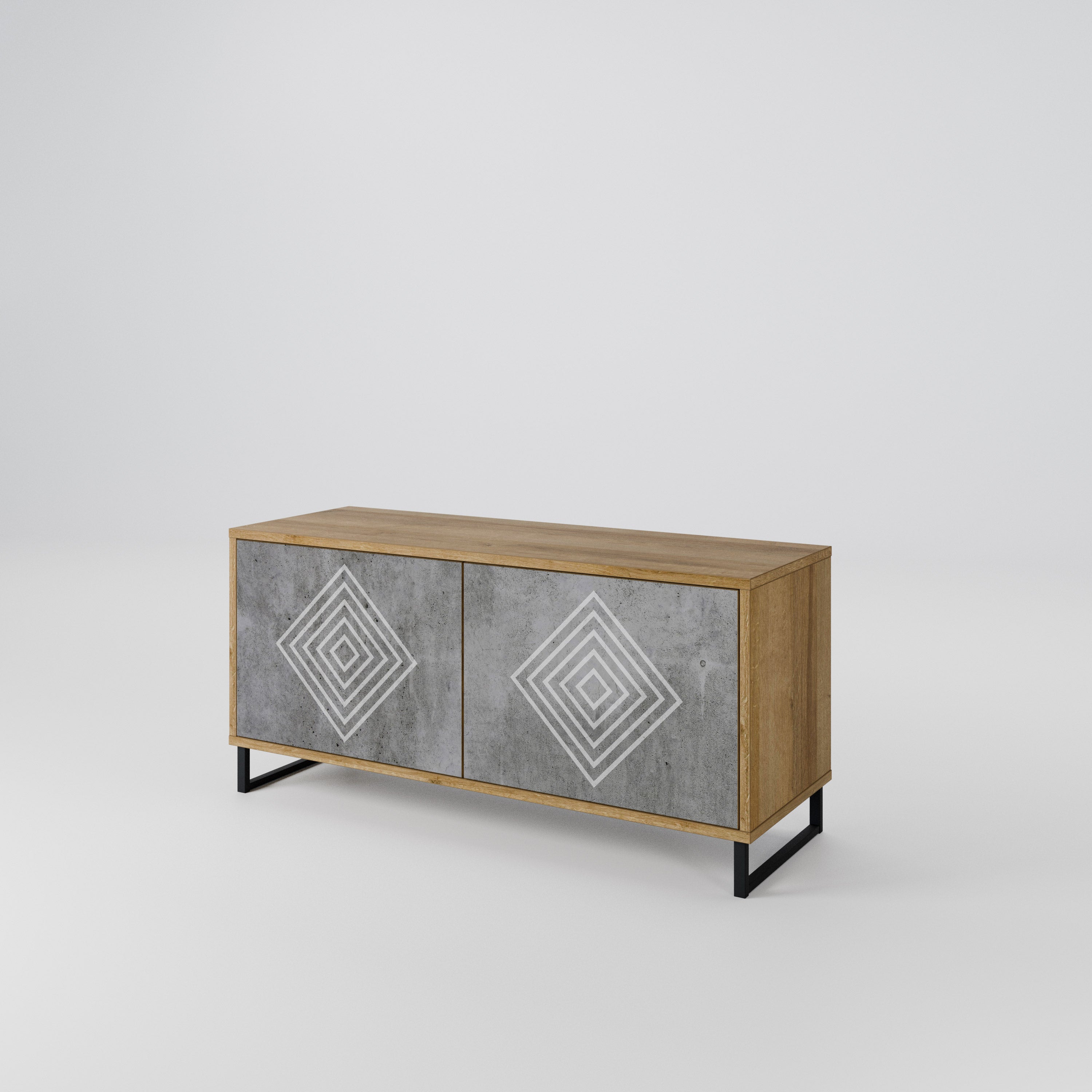 POLYGONAL ARTISTRY Kompaktowa szafka RTV 2-drzwiowa