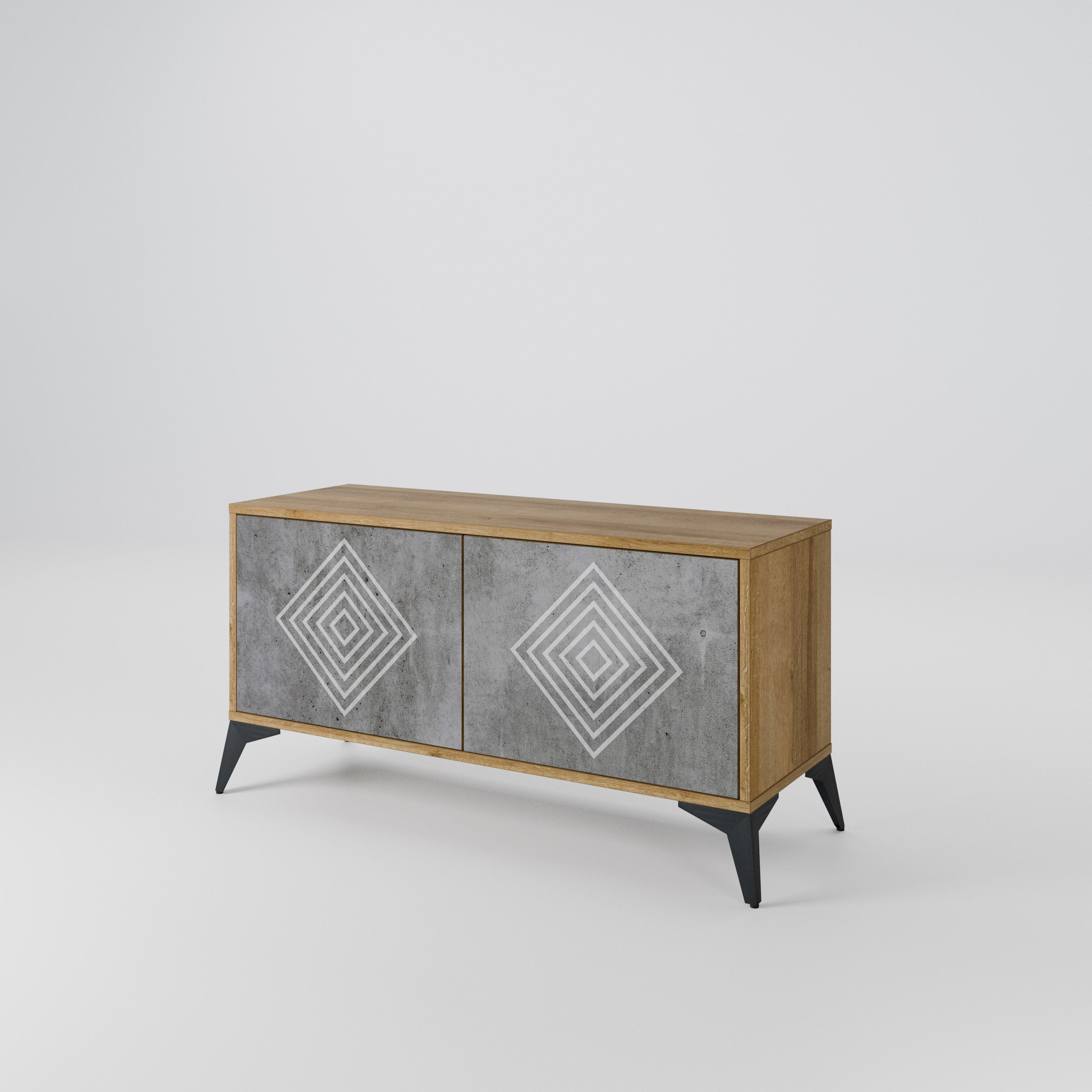 POLYGONAL ARTISTRY Kompaktowa szafka RTV 2-drzwiowa