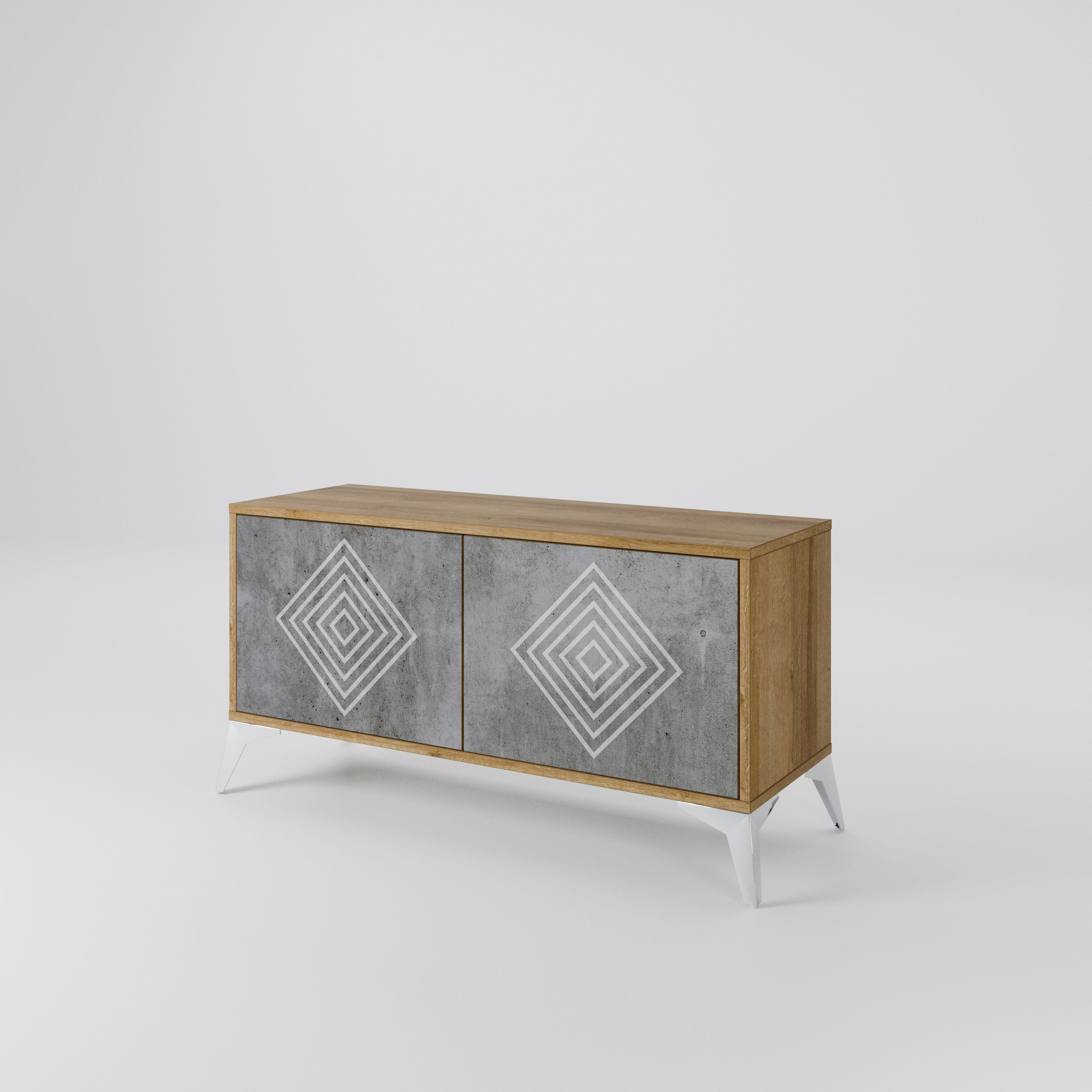 POLYGONAL ARTISTRY Kompaktowa szafka RTV 2-drzwiowa
