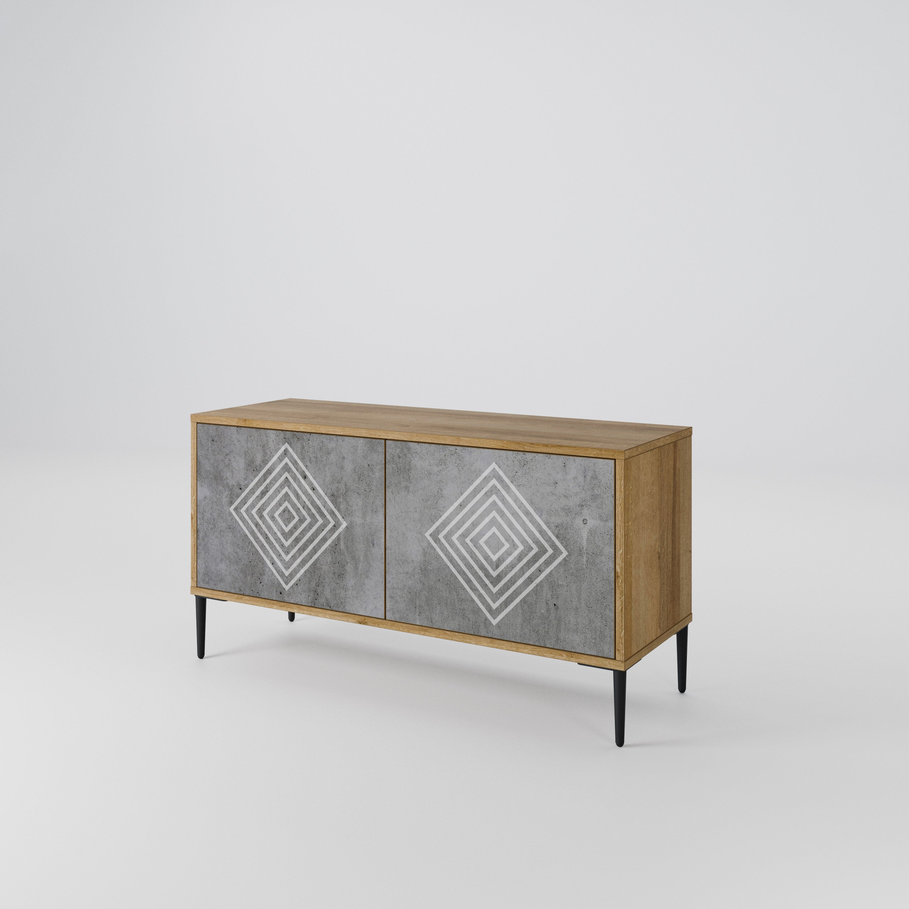 POLYGONAL ARTISTRY Kompaktowa szafka RTV 2-drzwiowa