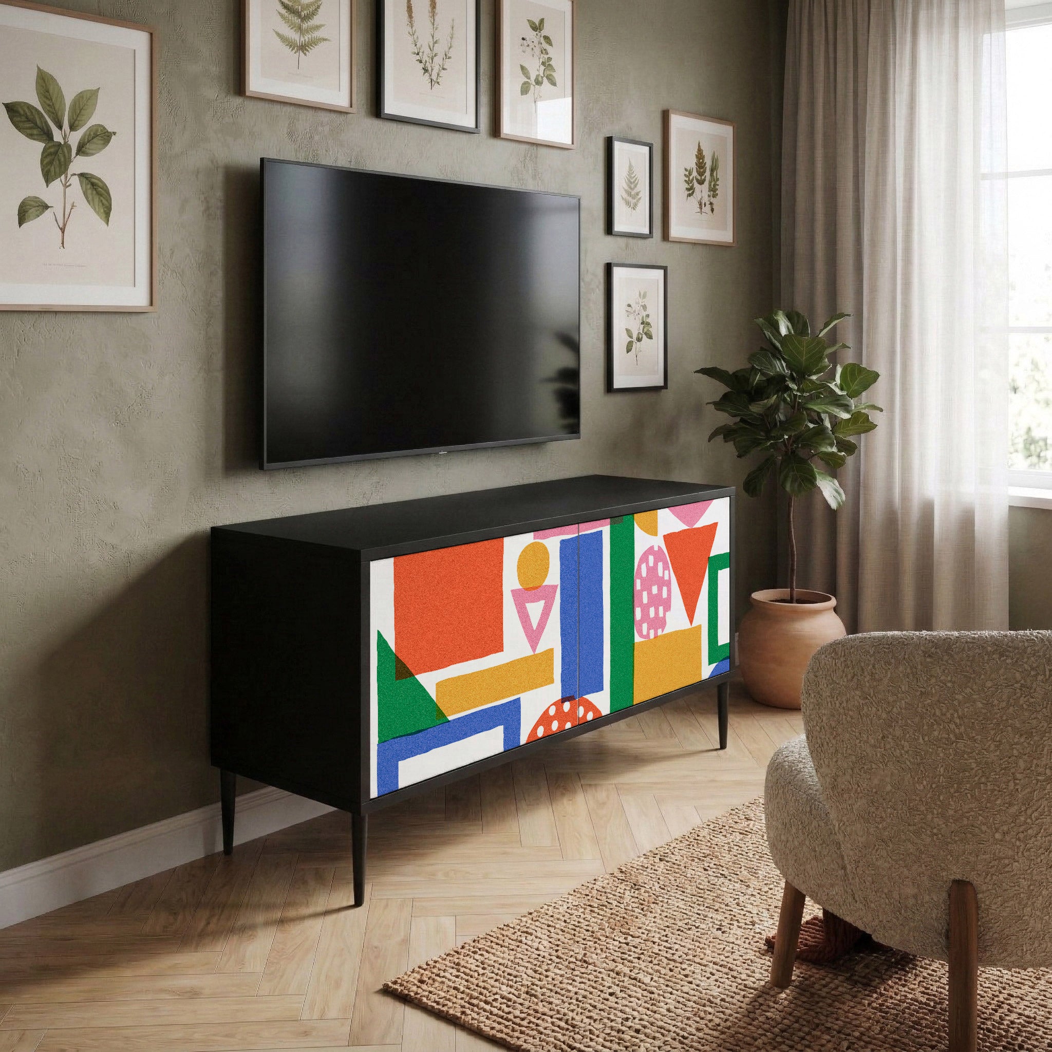GEOMETRIC GLIMMER Kompaktowa szafka RTV 2-drzwiowa