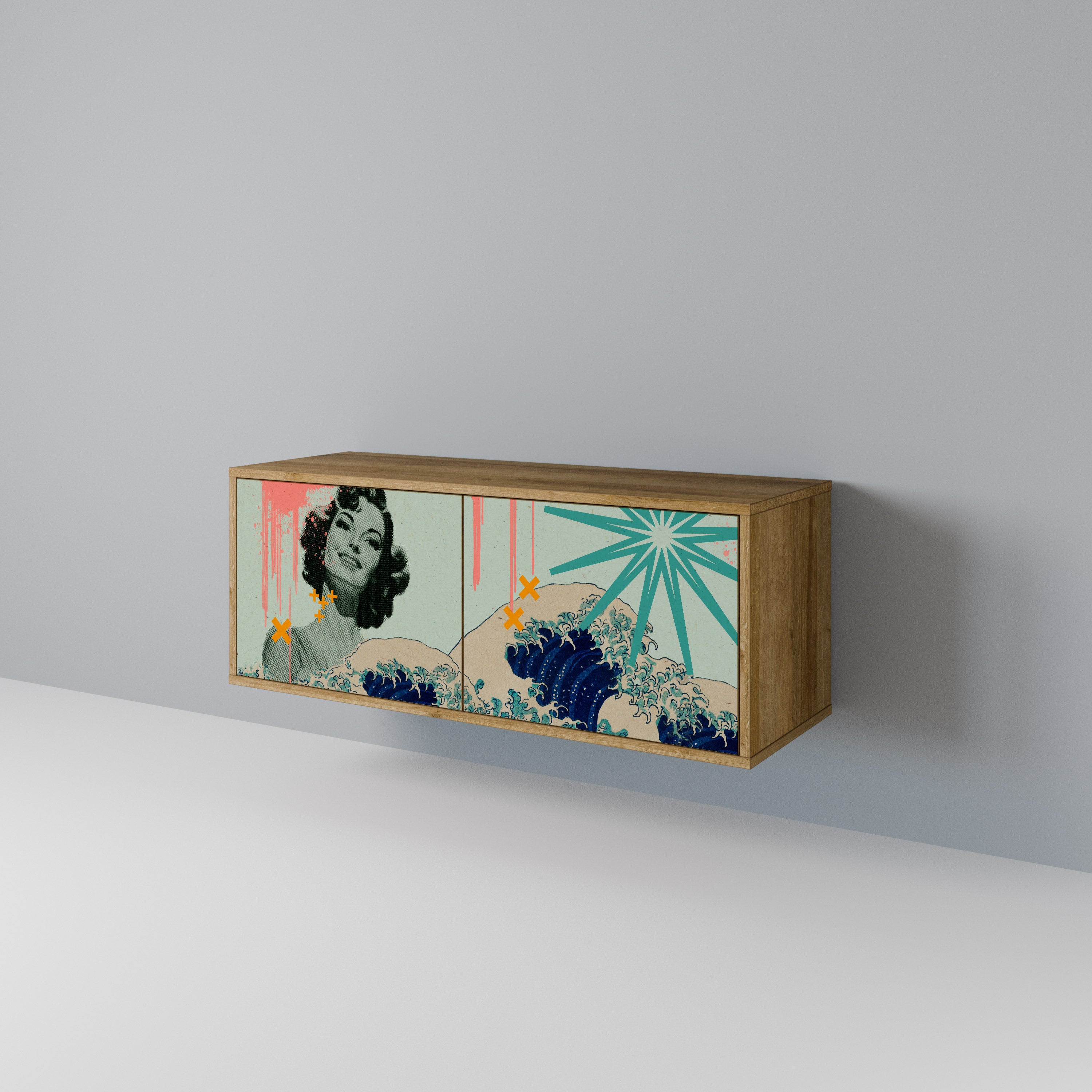 KANAGAWA BEAUTY Kompaktowa szafka RTV 2-drzwiowa
