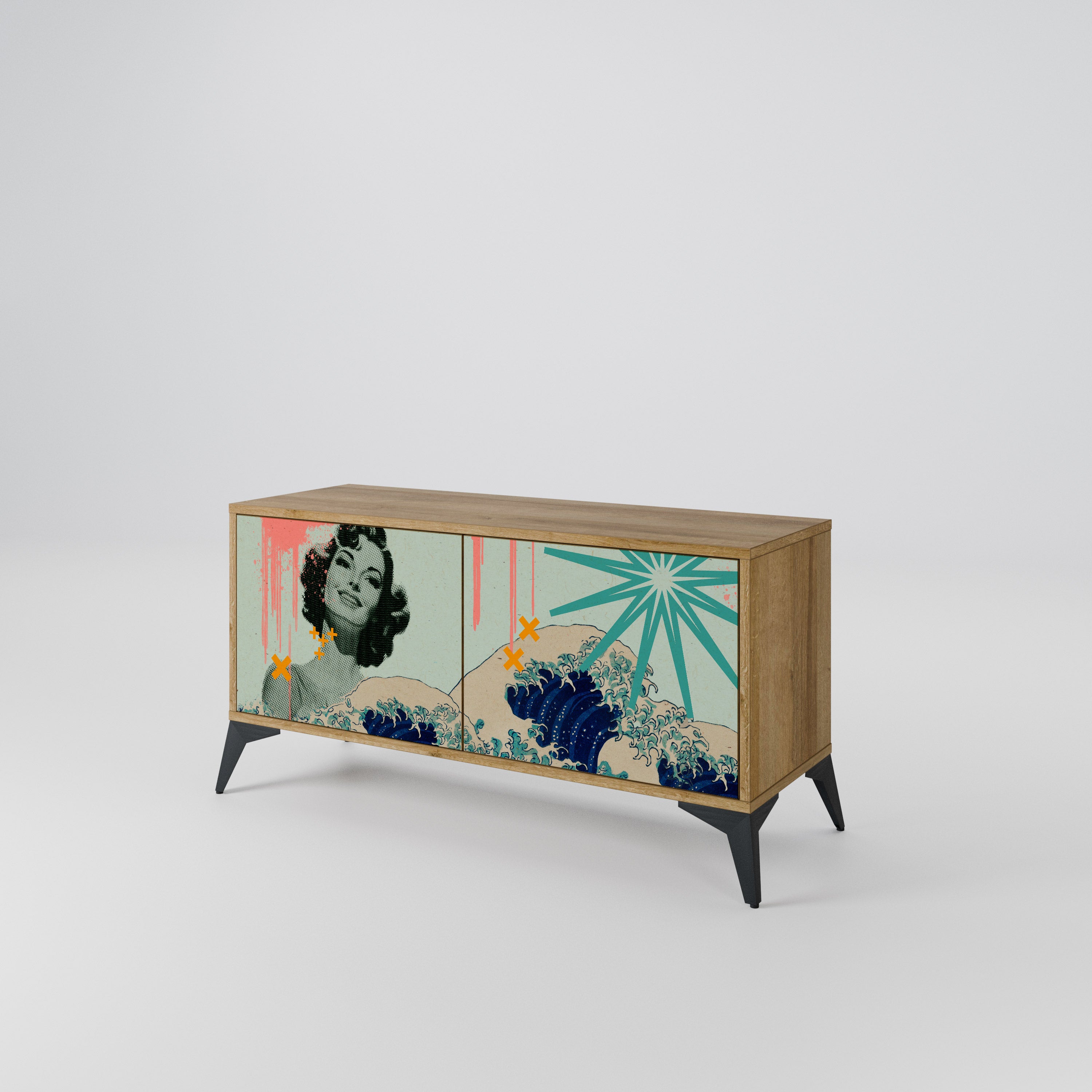 KANAGAWA BEAUTY Kompaktowa szafka RTV 2-drzwiowa