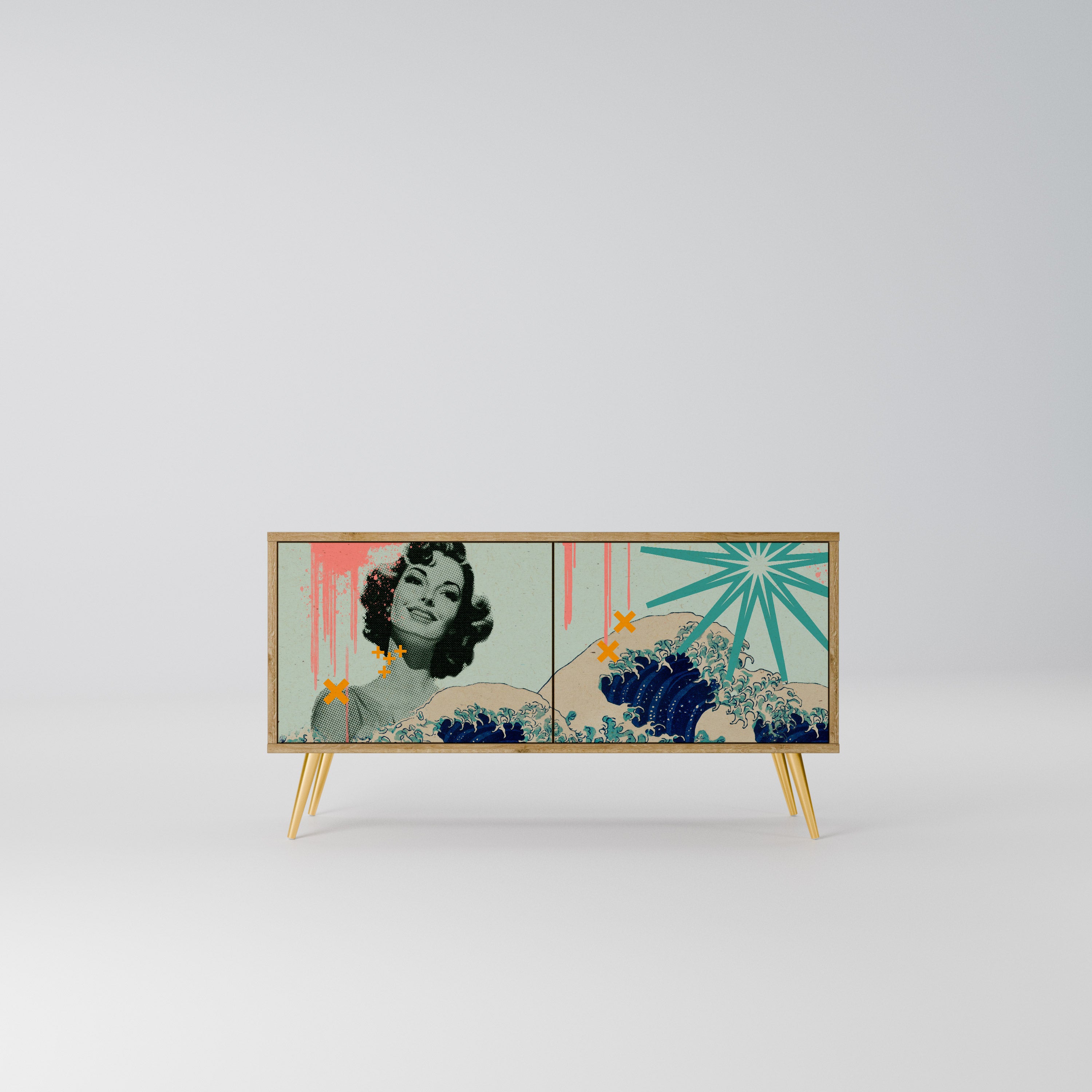 KANAGAWA BEAUTY Kompaktowa szafka RTV 2-drzwiowa