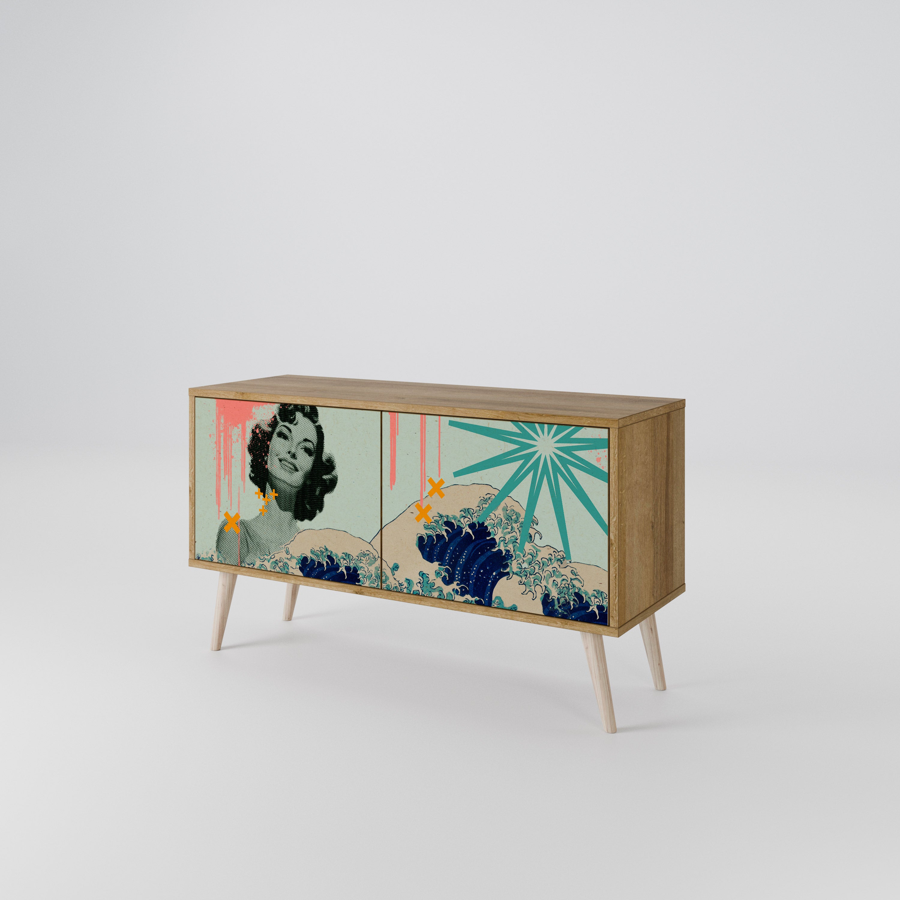 KANAGAWA BEAUTY Kompaktowa szafka RTV 2-drzwiowa