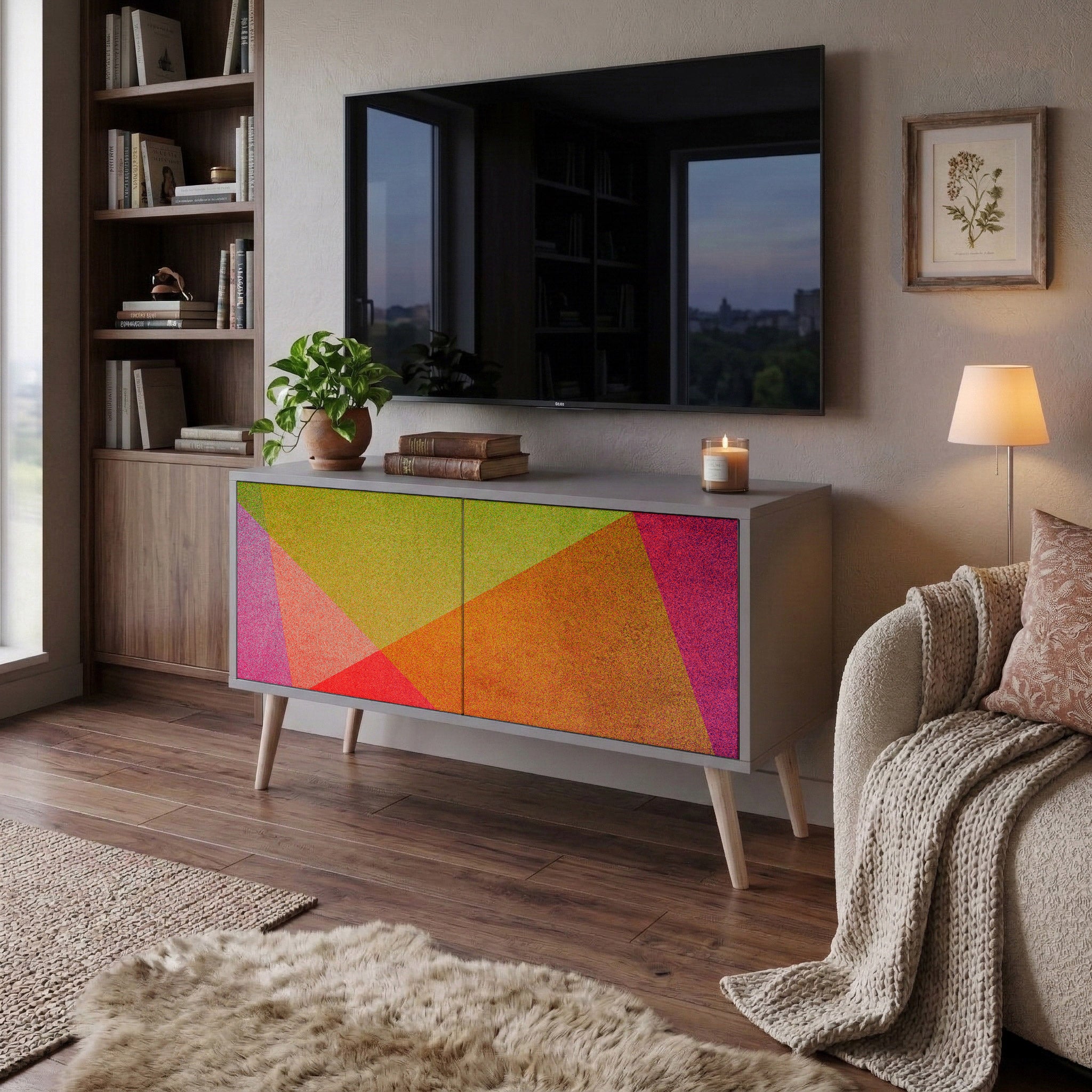 VIVID GEOMETRY Kompaktowa szafka RTV 2-drzwiowa