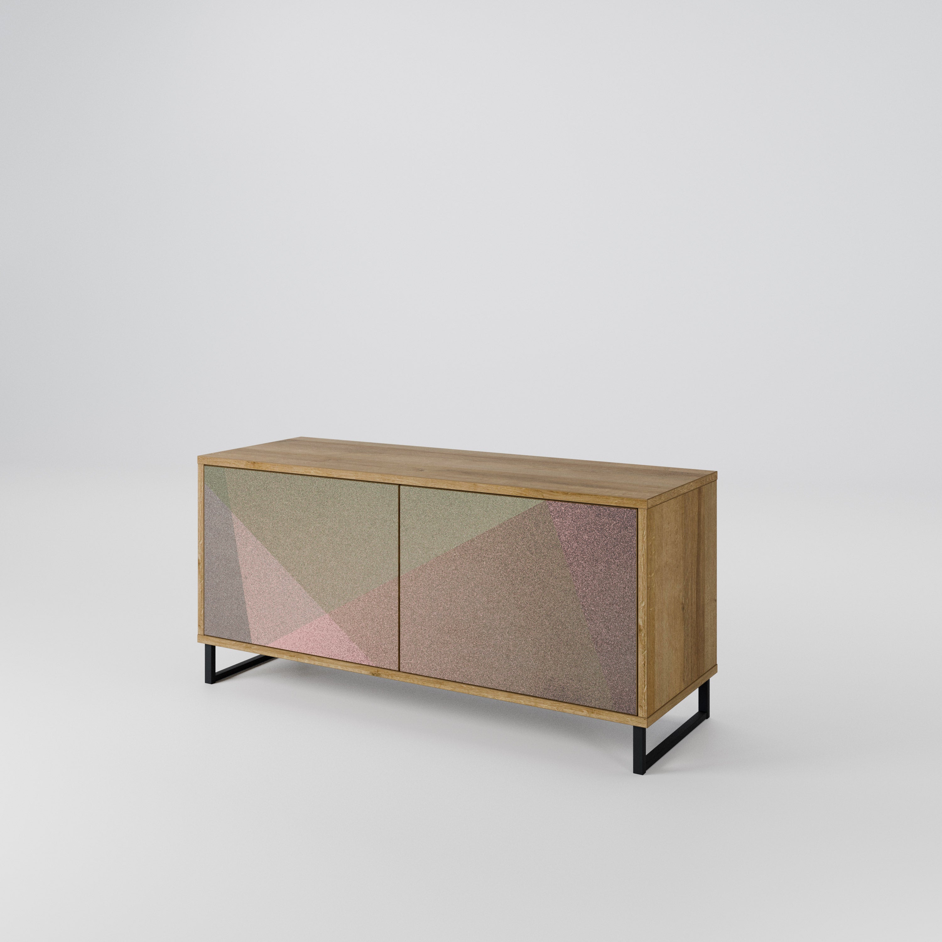 BEIGE GEOMETRY Kompaktowa szafka RTV 2-drzwiowa