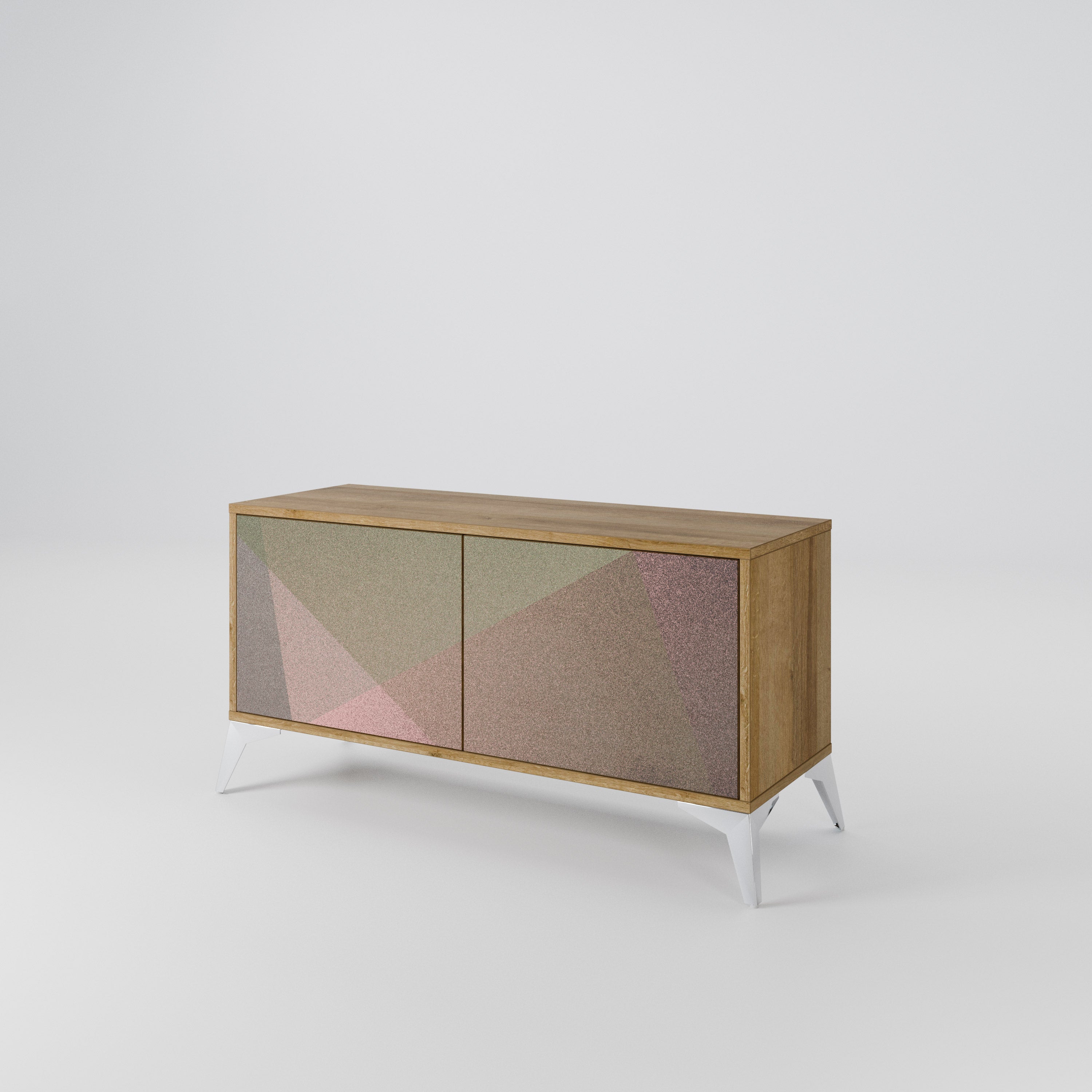 BEIGE GEOMETRY Kompaktowa szafka RTV 2-drzwiowa