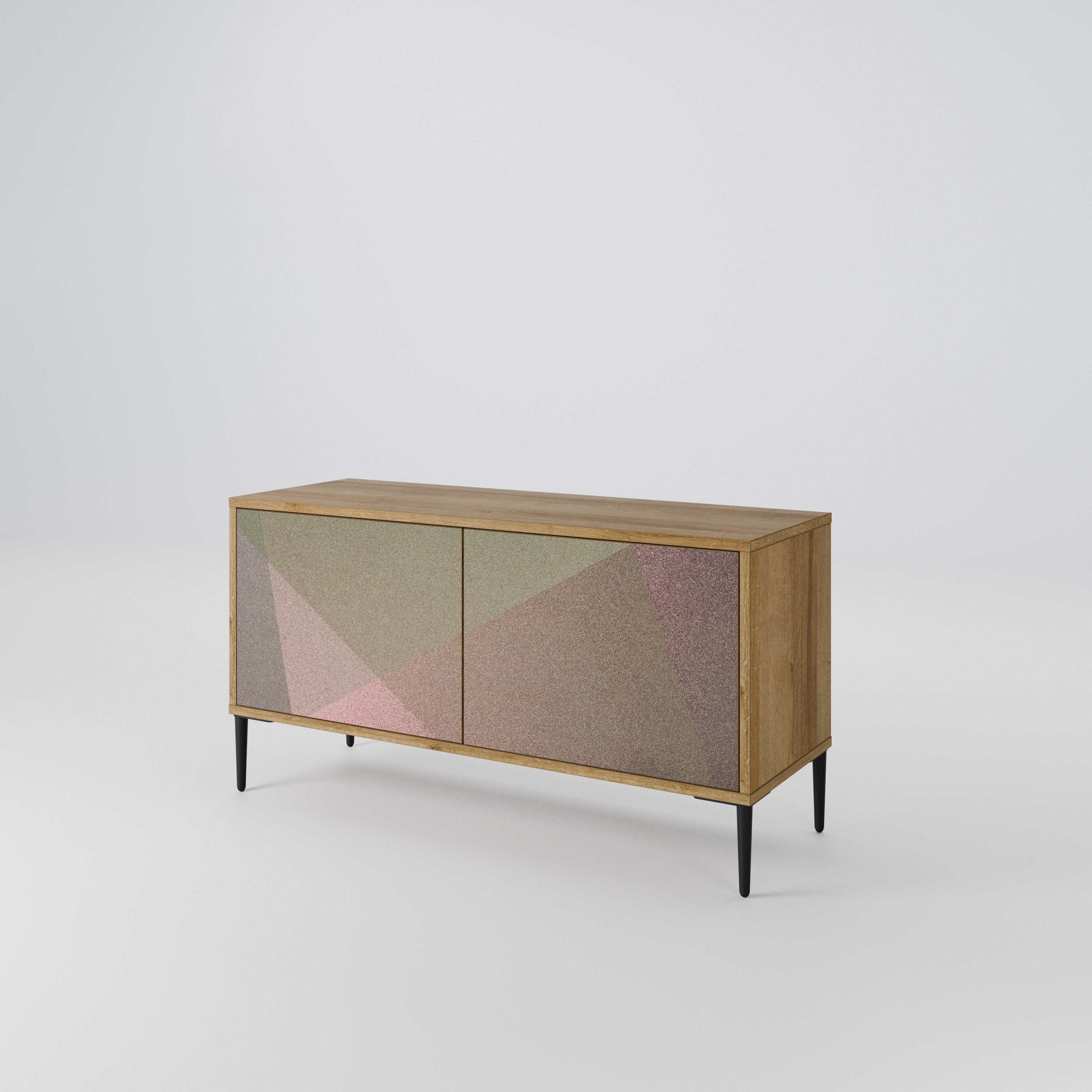 BEIGE GEOMETRY Kompaktowa szafka RTV 2-drzwiowa