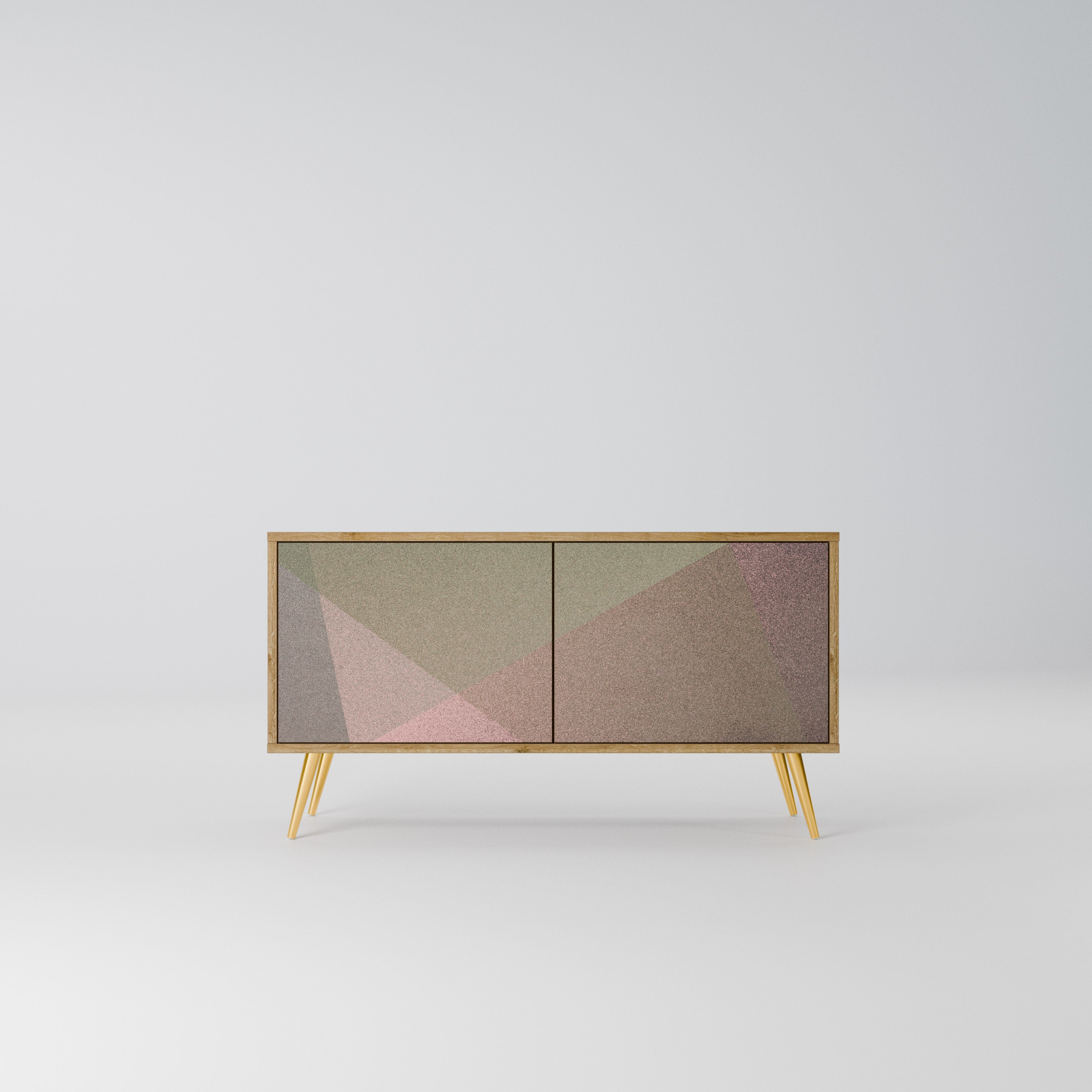 BEIGE GEOMETRY Kompaktowa szafka RTV 2-drzwiowa