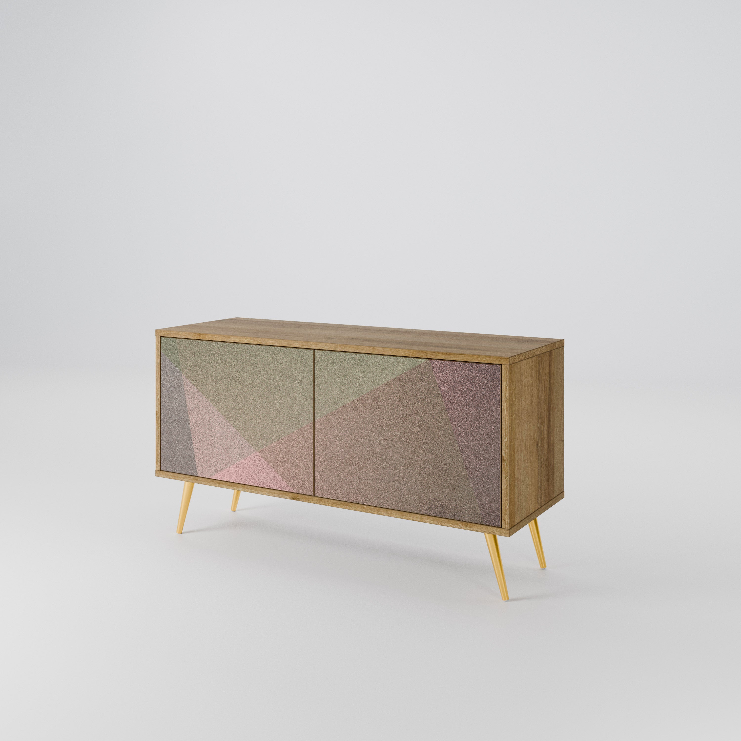 BEIGE GEOMETRY Kompaktowa szafka RTV 2-drzwiowa