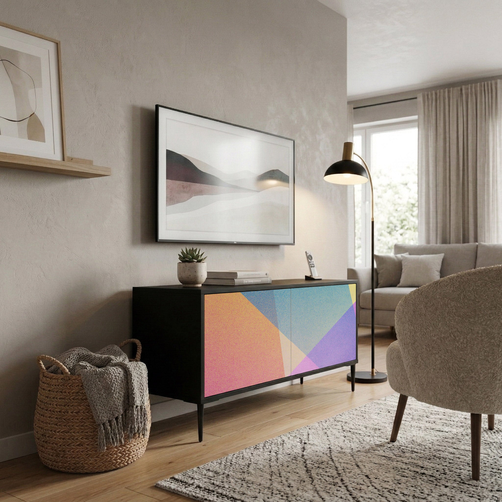 BRIGHT GEOMETRY Kompaktowa szafka RTV 2-drzwiowa