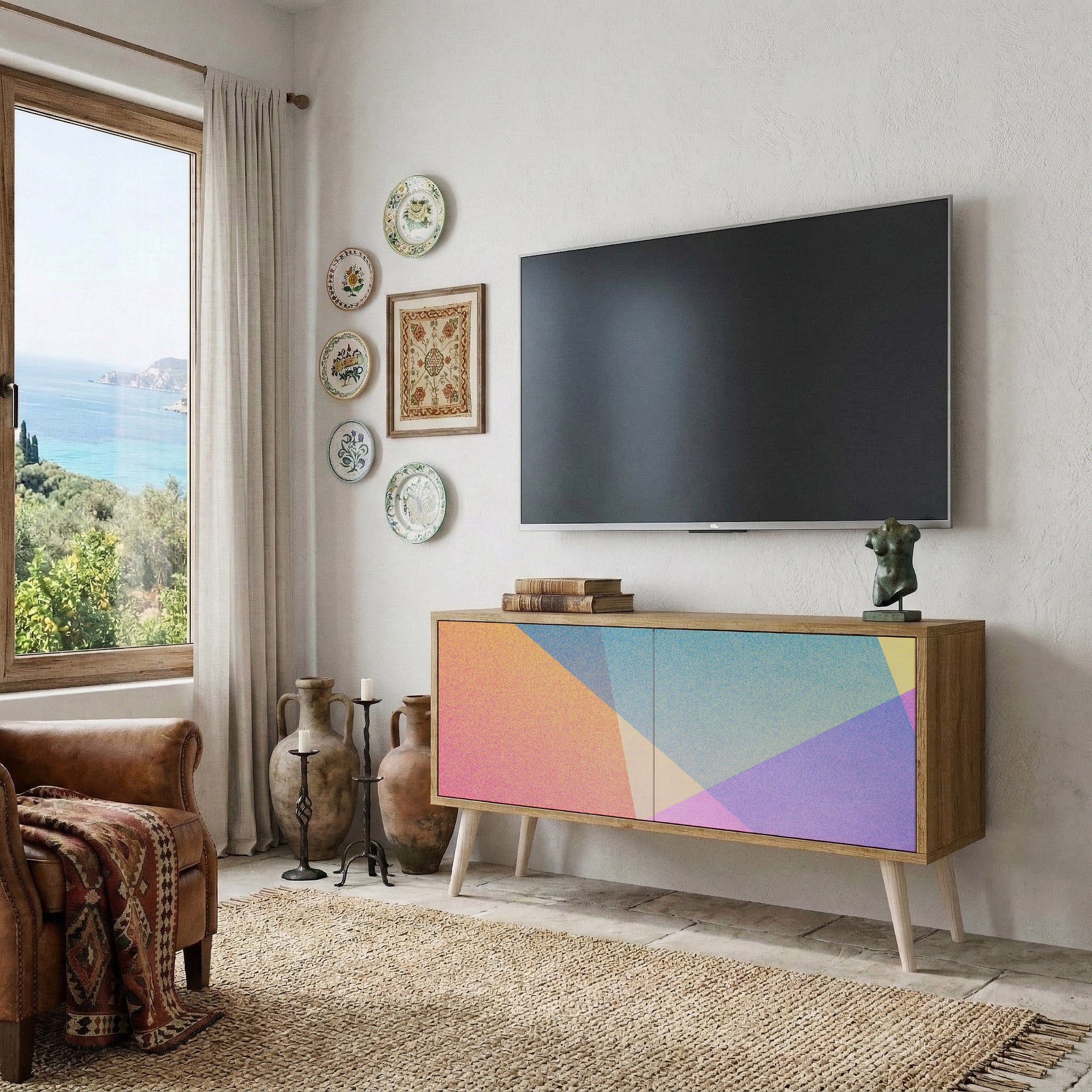 BRIGHT GEOMETRY Kompaktowa szafka RTV 2-drzwiowa